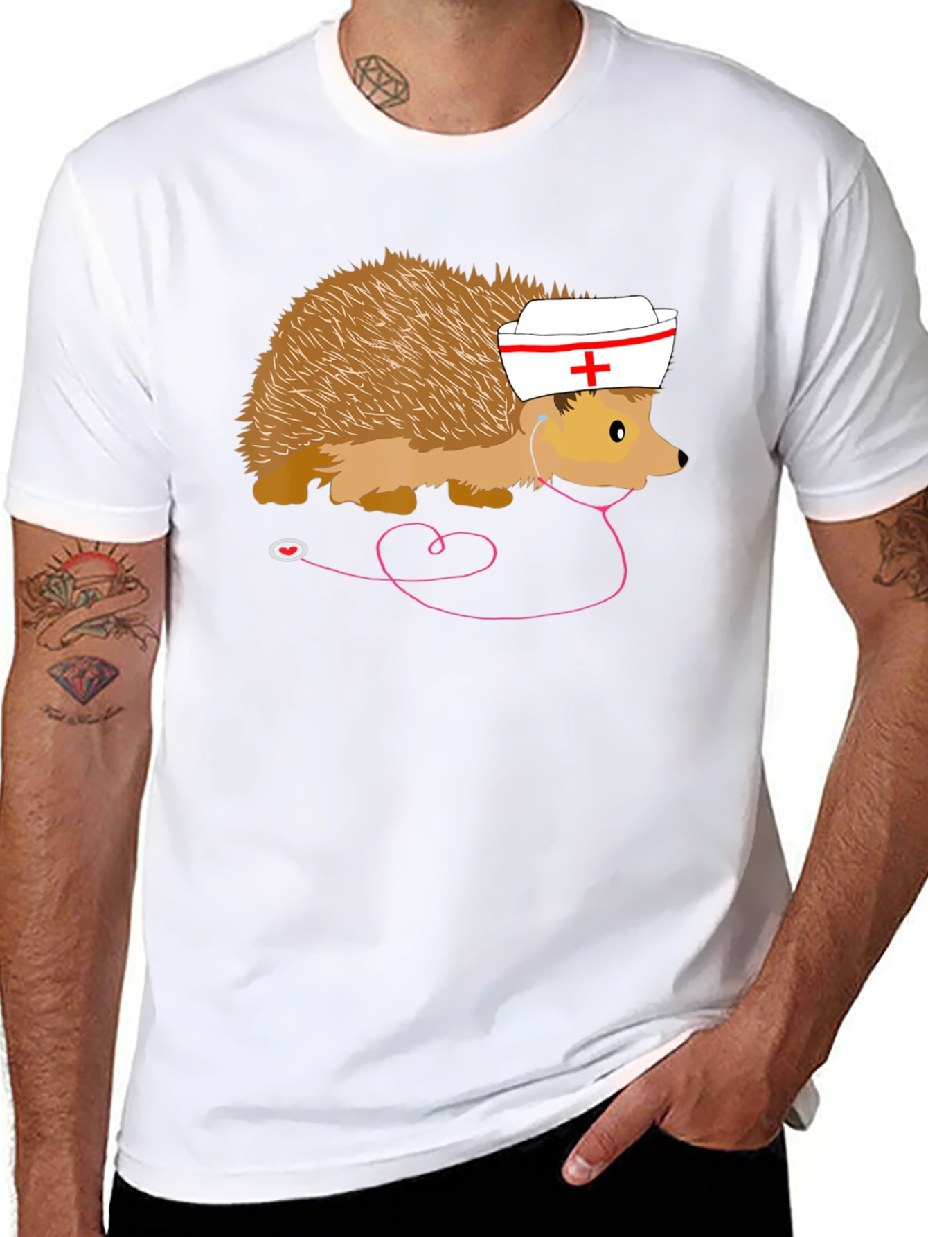 Nurse Hedgehog T-Shirt Funny Medical Staff Tee