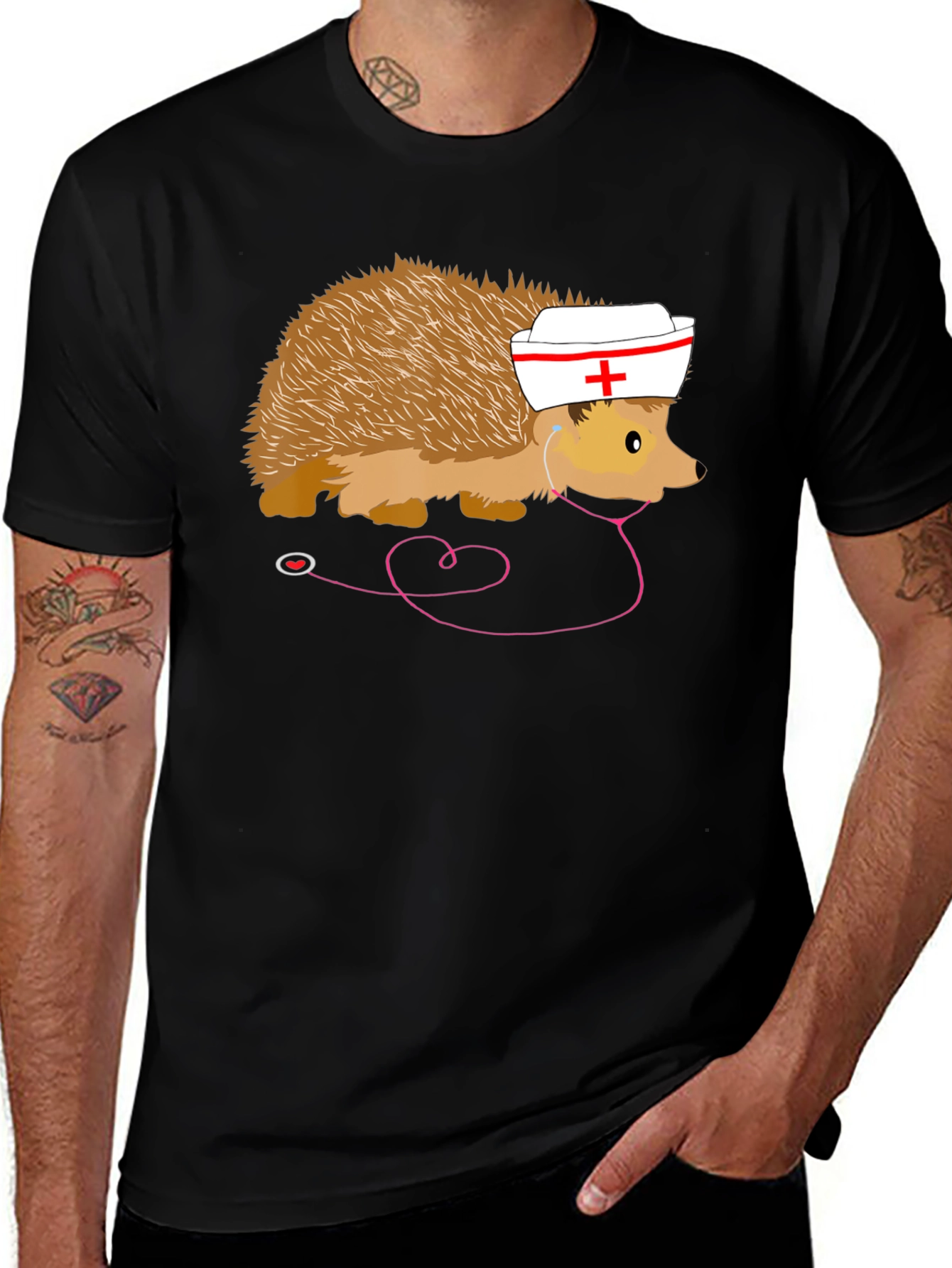 Nurse Hedgehog T-Shirt Funny Medical Staff Tee