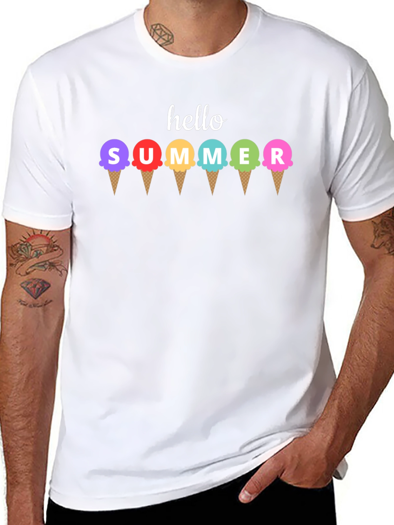 Hello Summer Ice Cream Graphic T-Shirt