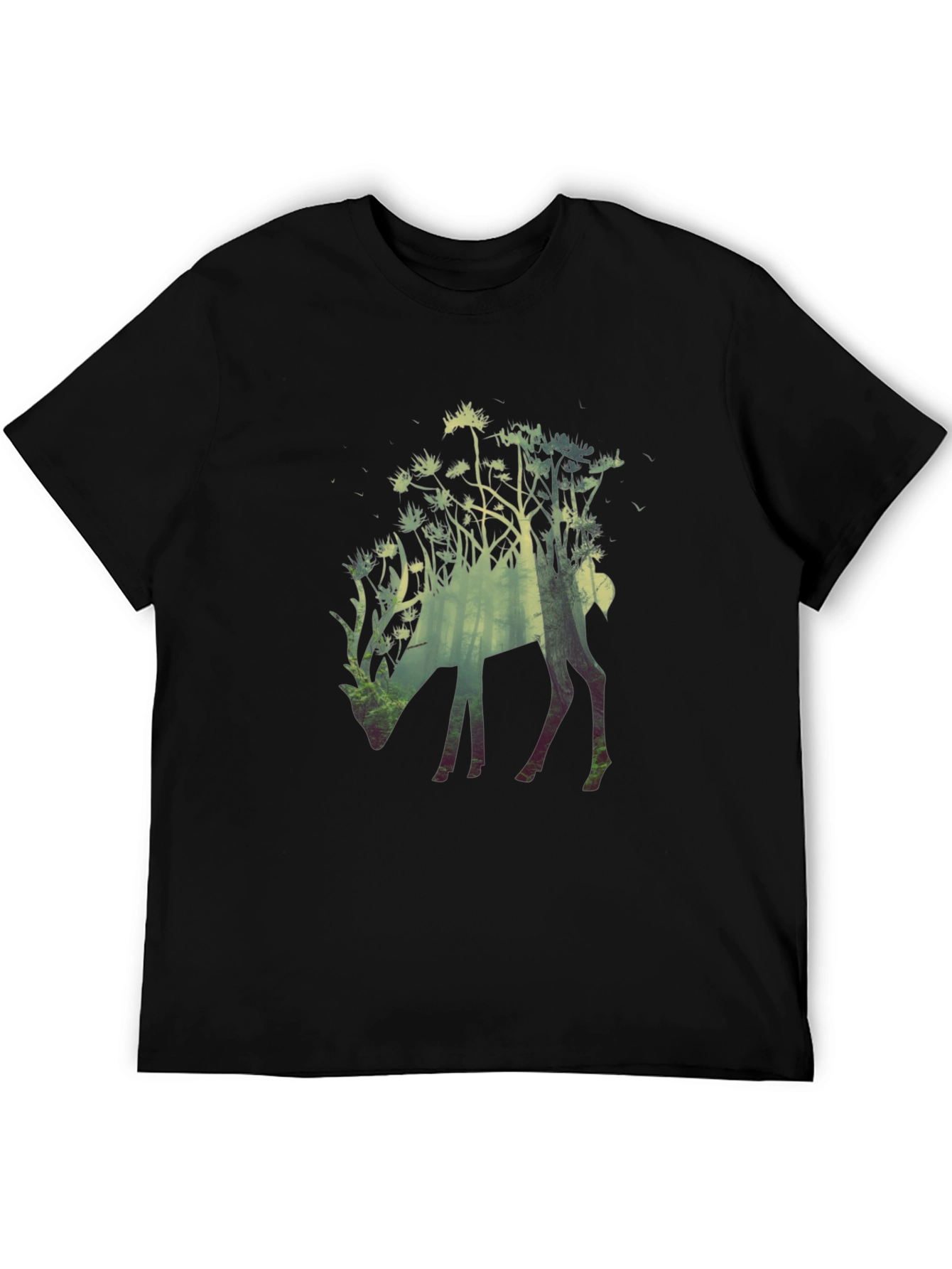 Nature Deer Graphic Tee - Mens Black T-Shirt