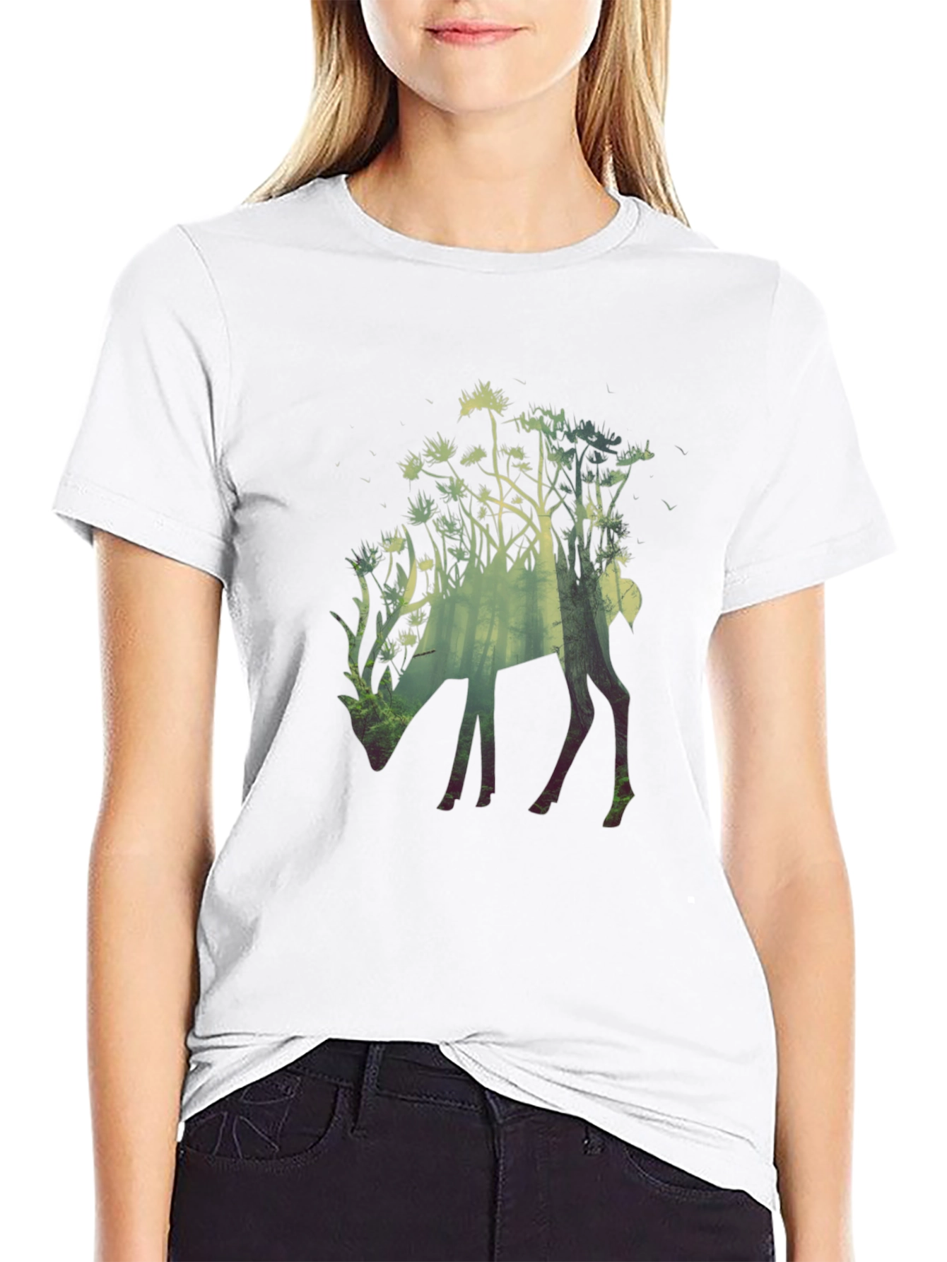 Nature Deer Graphic Tee - Mens Black T-Shirt
