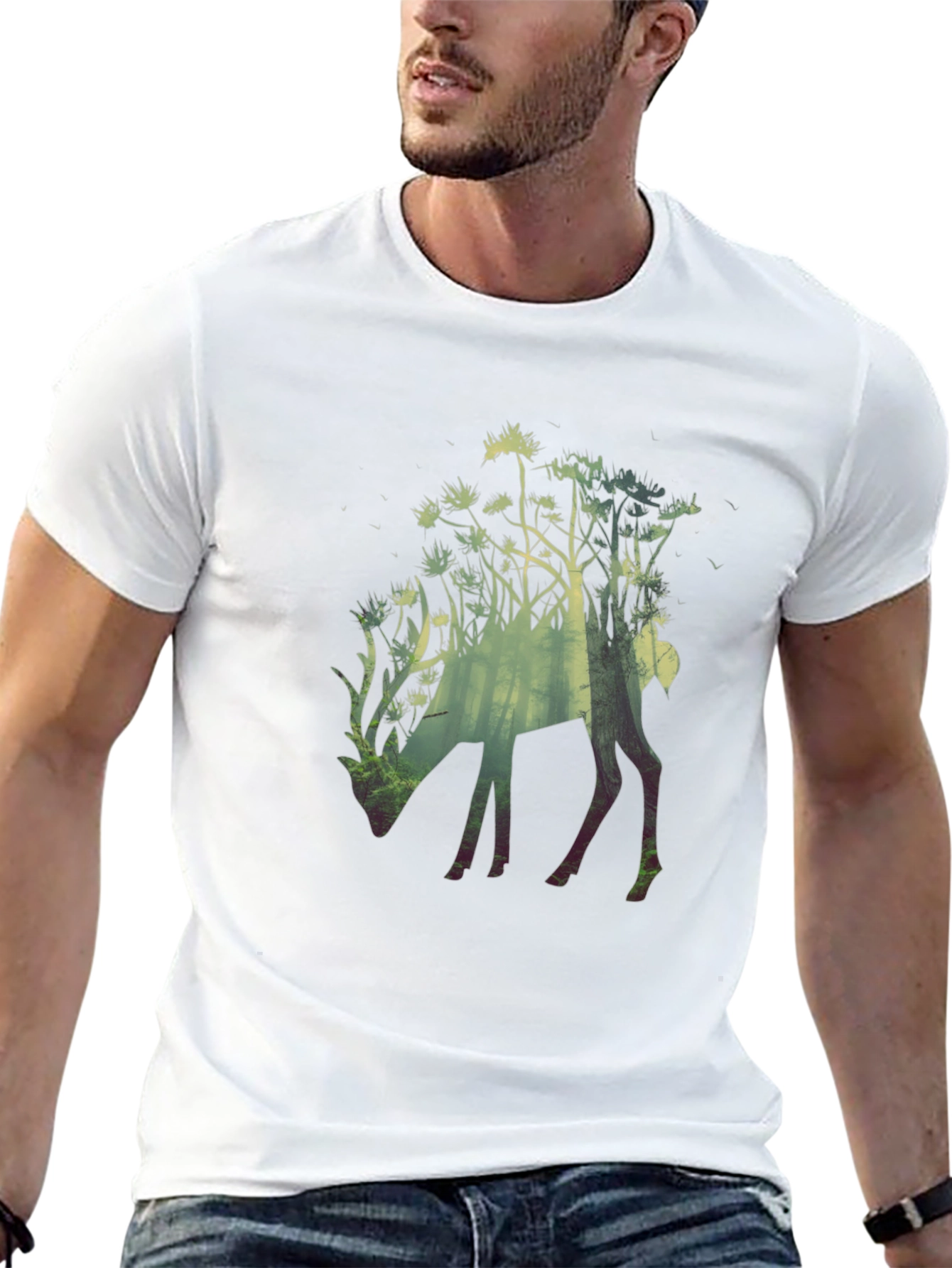 Nature Deer Graphic Tee - Mens Black T-Shirt