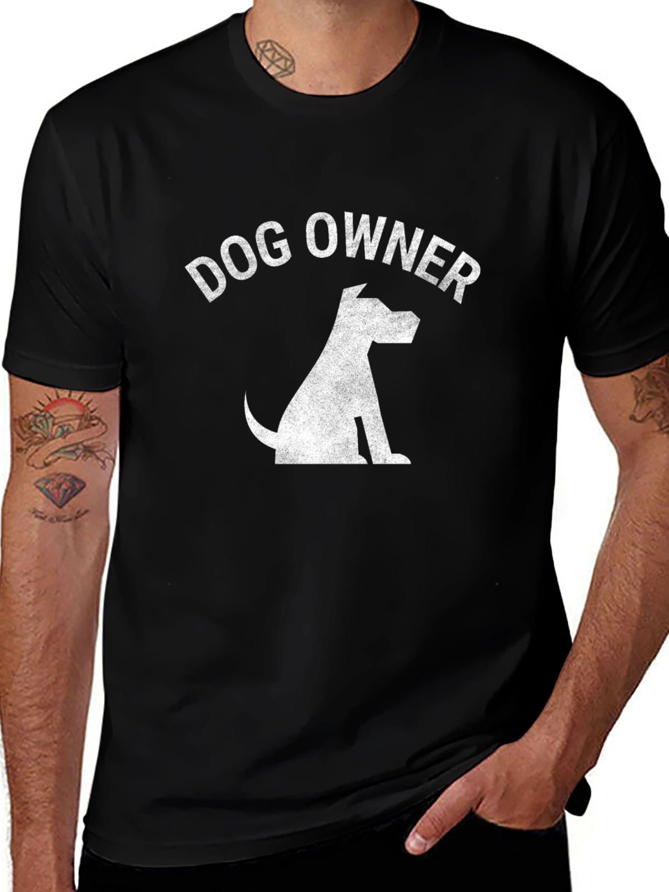 Dog Owner Graphic Tee - Black Cotton Casual T-Shirt