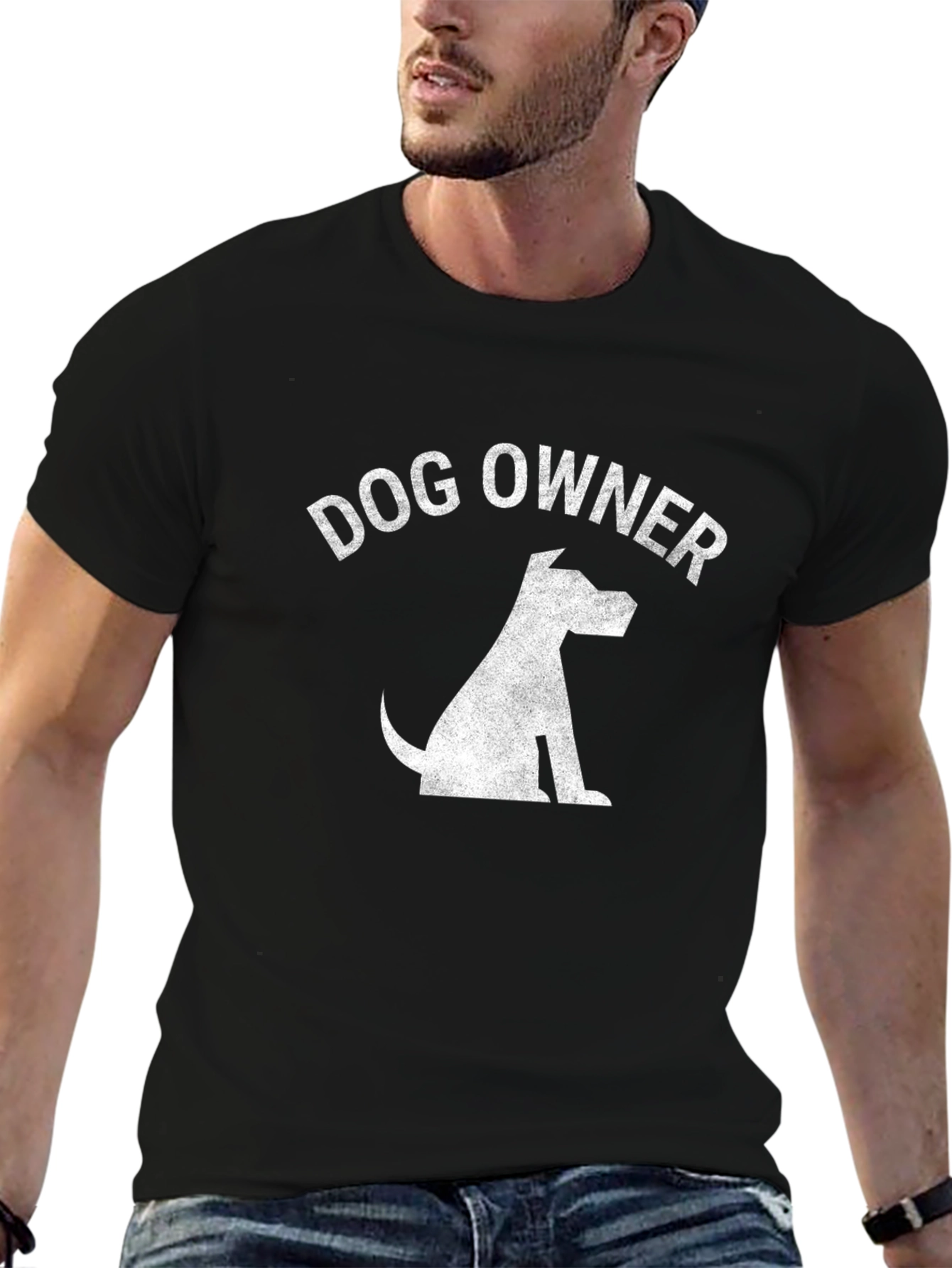 Dog Owner Graphic Tee - Black Cotton Casual T-Shirt