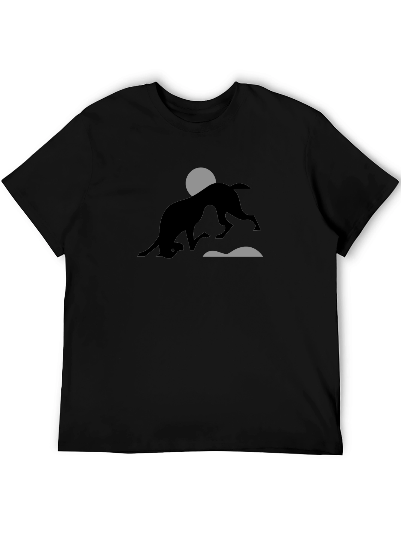 Abstract Dog Silhouette Graphic Tee - Black