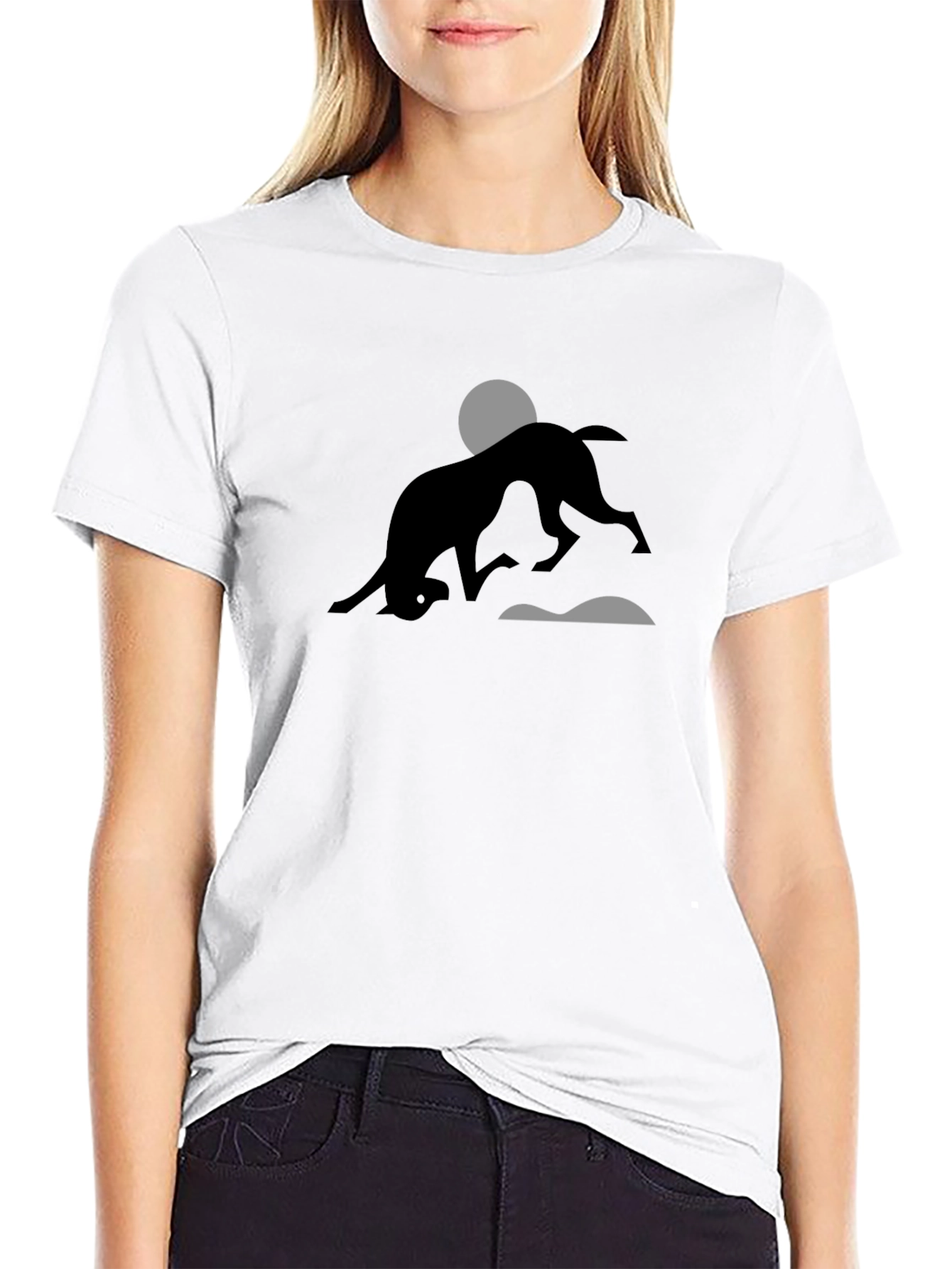Abstract Dog Silhouette Graphic Tee - Black