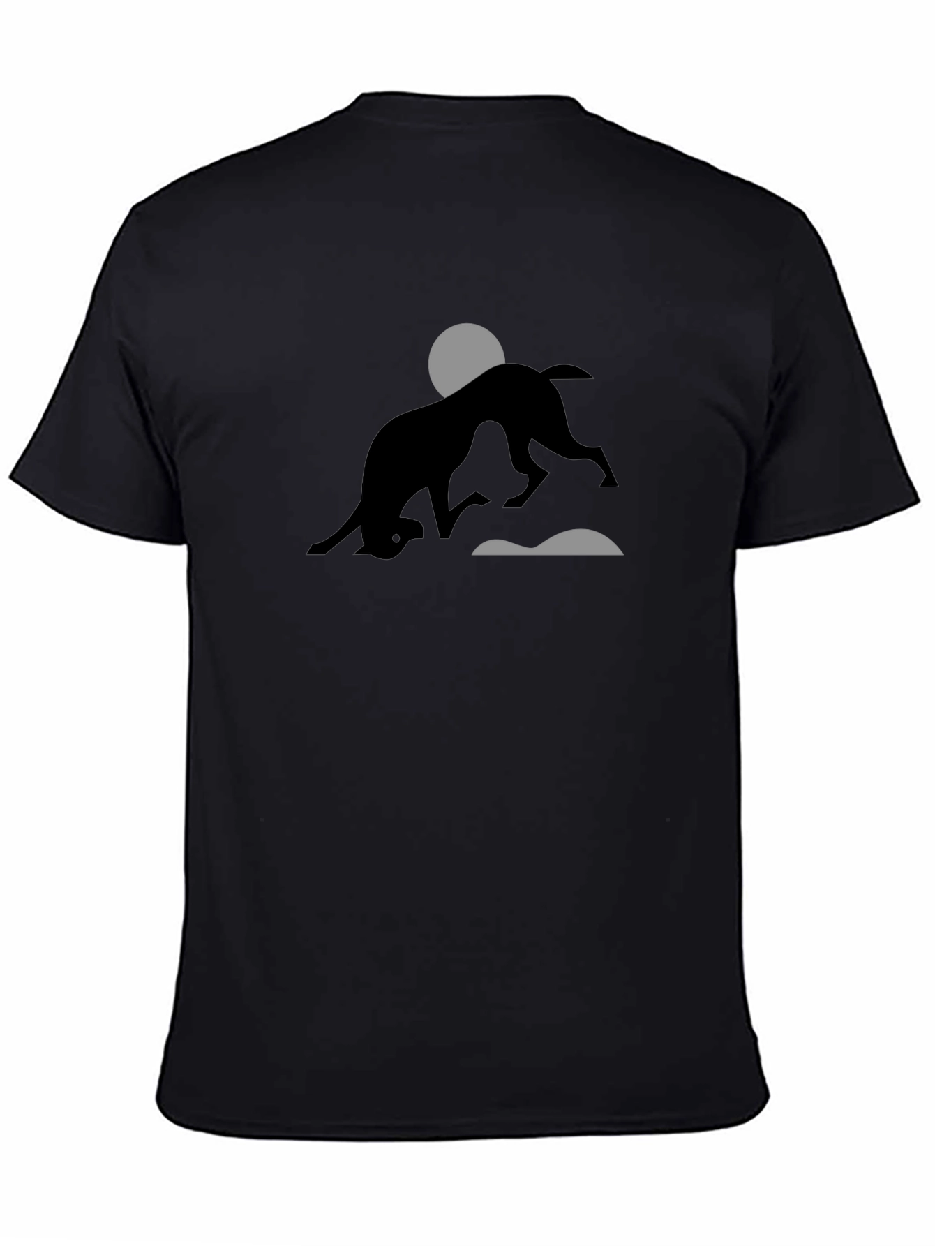 Abstract Dog Silhouette Graphic Tee - Black