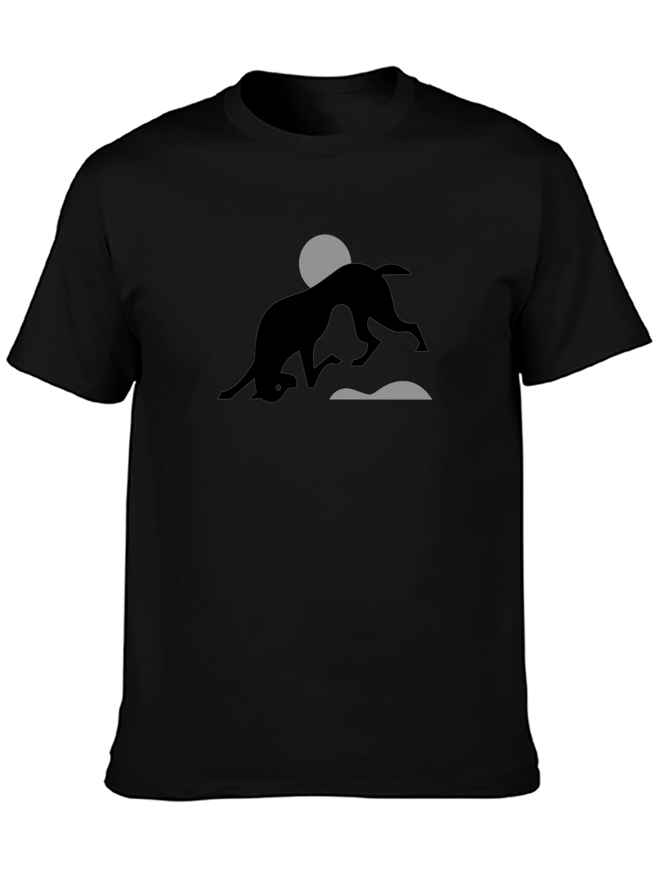 Abstract Dog Silhouette Graphic Tee - Black