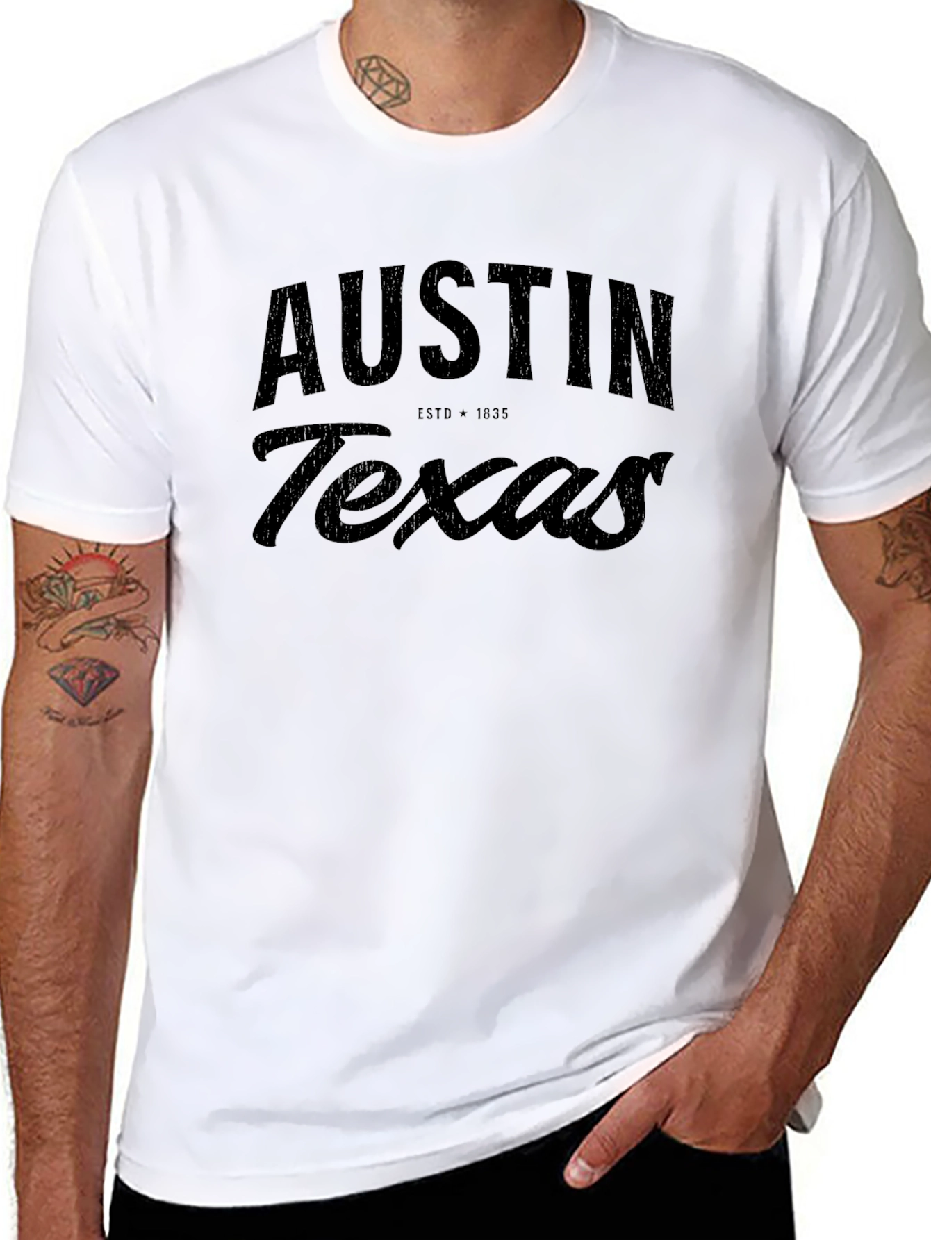 Austin Texas Graphic Tee - Black Cotton Blend
