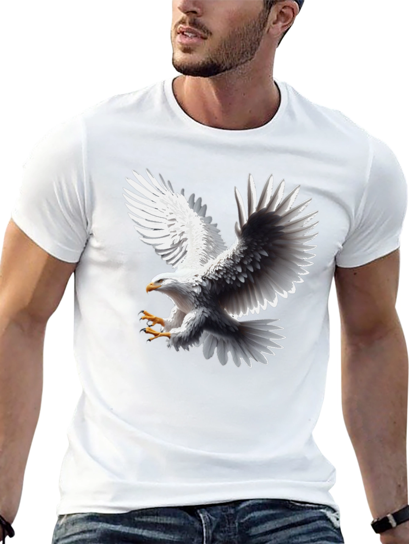 Bold Eagle Graphic Tee - Black Cotton Blend