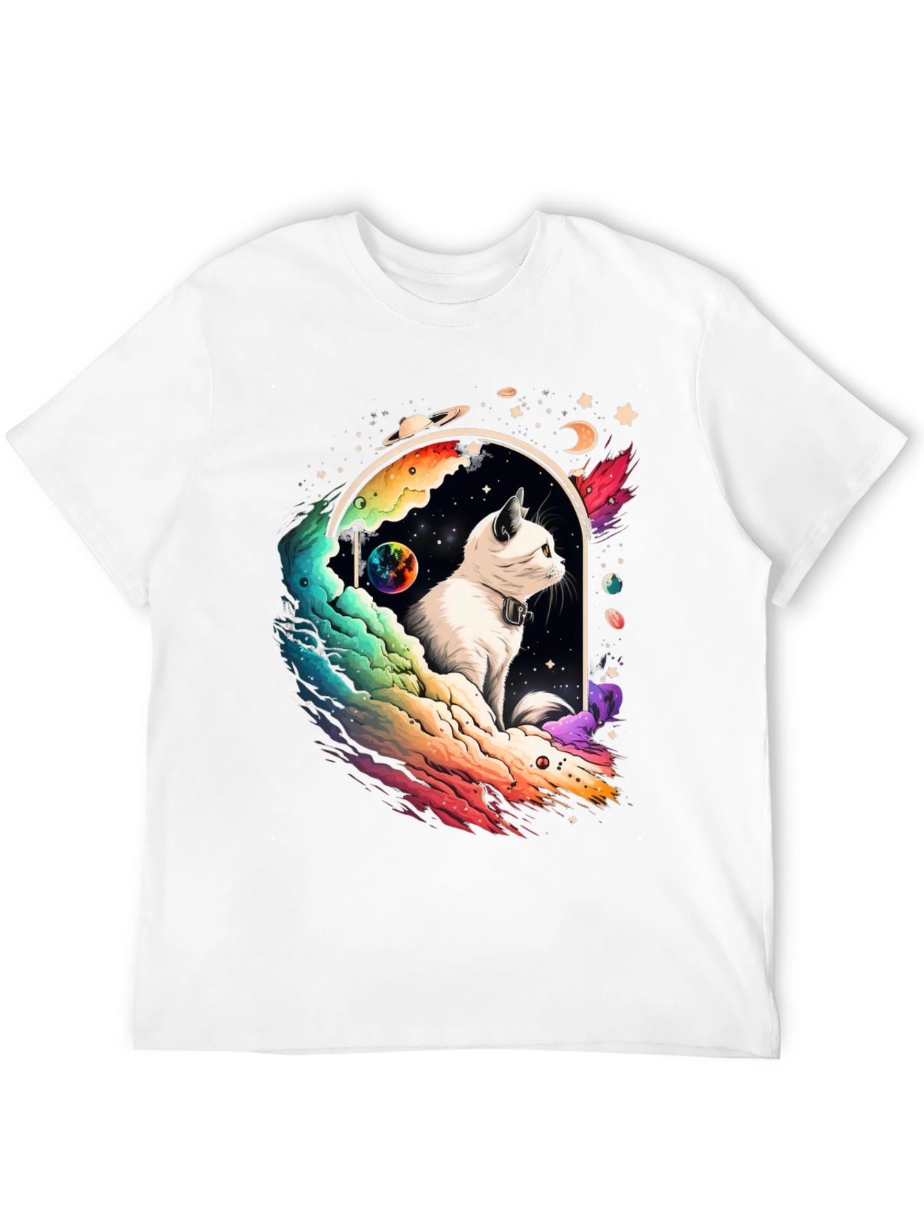 Cosmic Cat Graphic Tee - Unisex Black T-Shirt