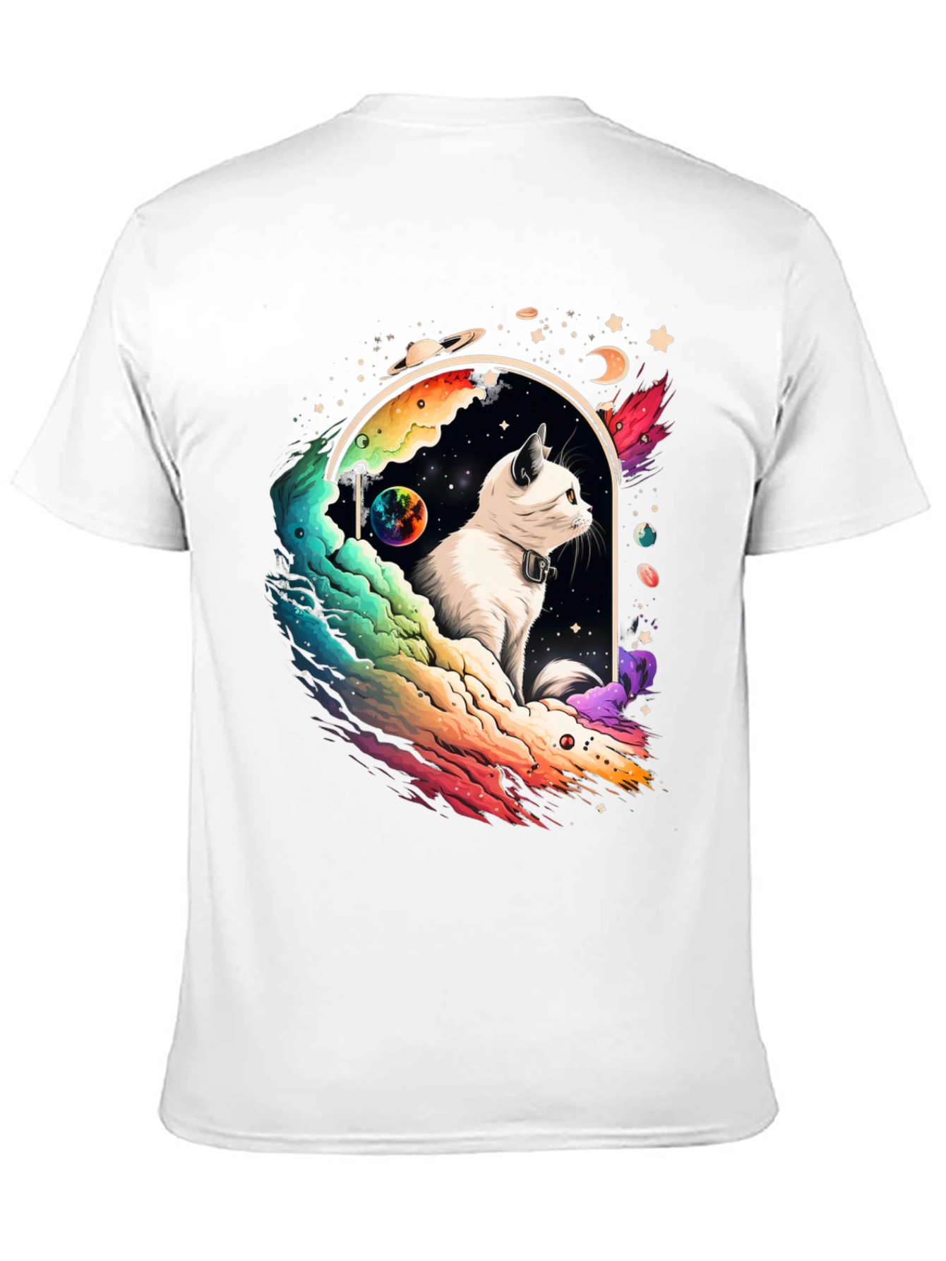 Cosmic Cat Graphic Tee - Unisex Black T-Shirt