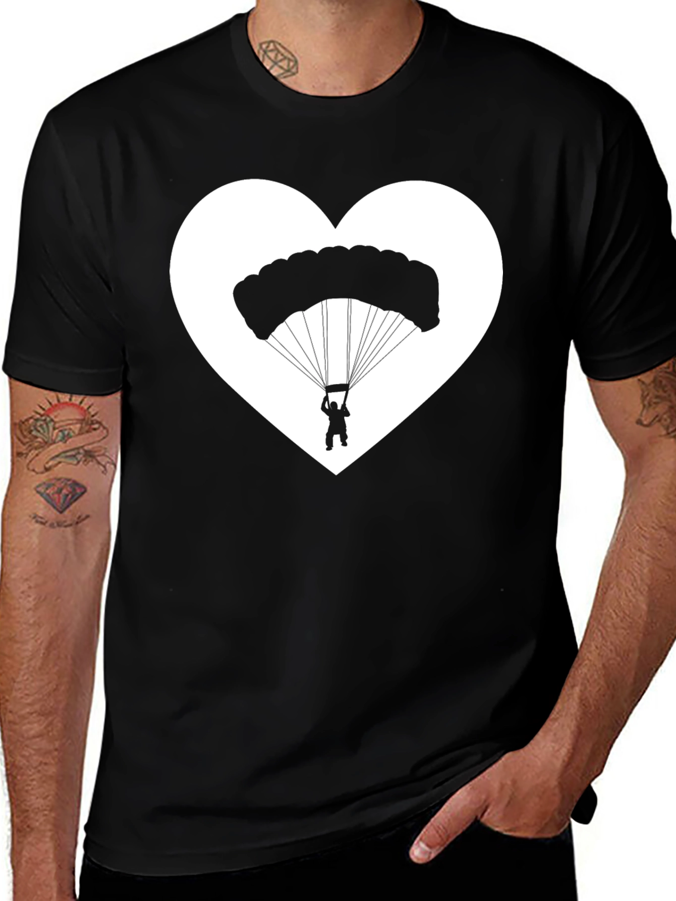 Parachuting Heart Graphic T-Shirt