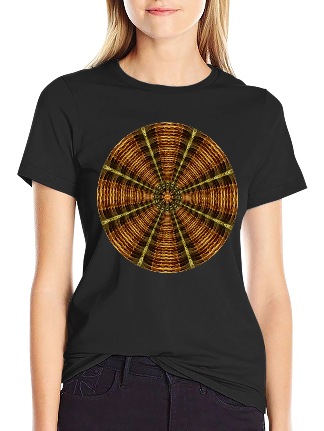 Geometric Mandala Graphic Tee - Stylish Mens Black T-Shirt