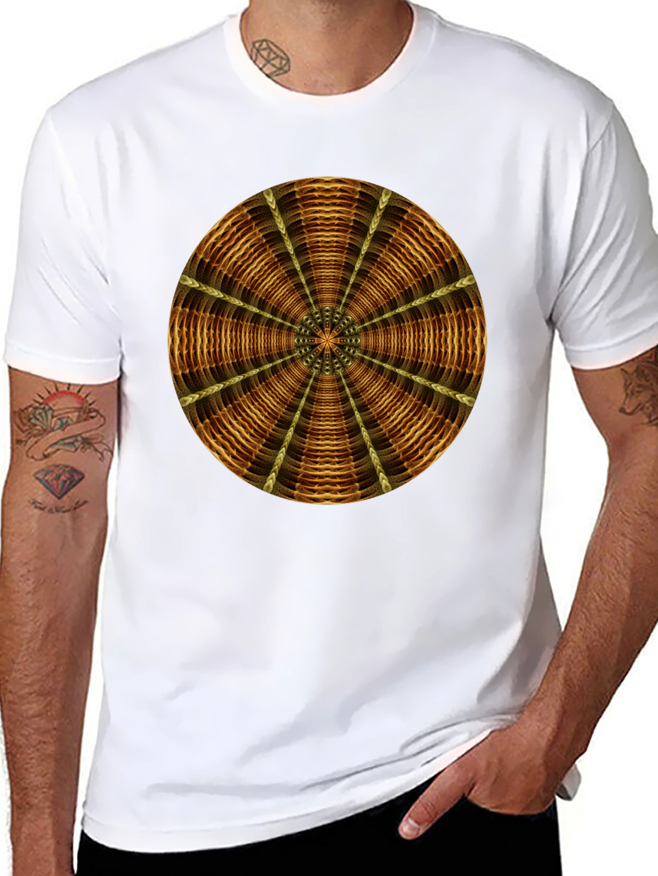 Geometric Mandala Graphic Tee - Stylish Mens Black T-Shirt