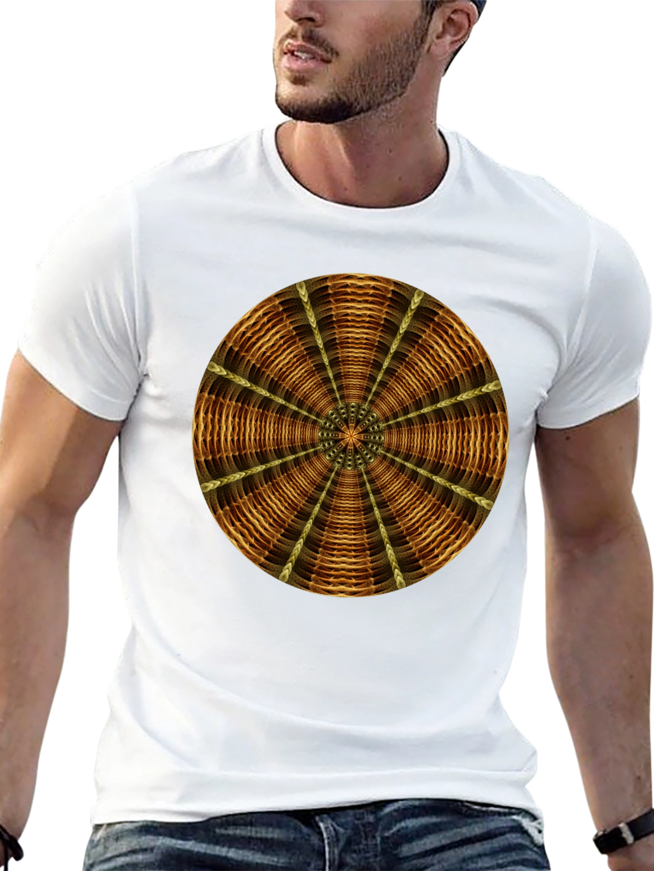 Geometric Mandala Graphic Tee - Stylish Mens Black T-Shirt