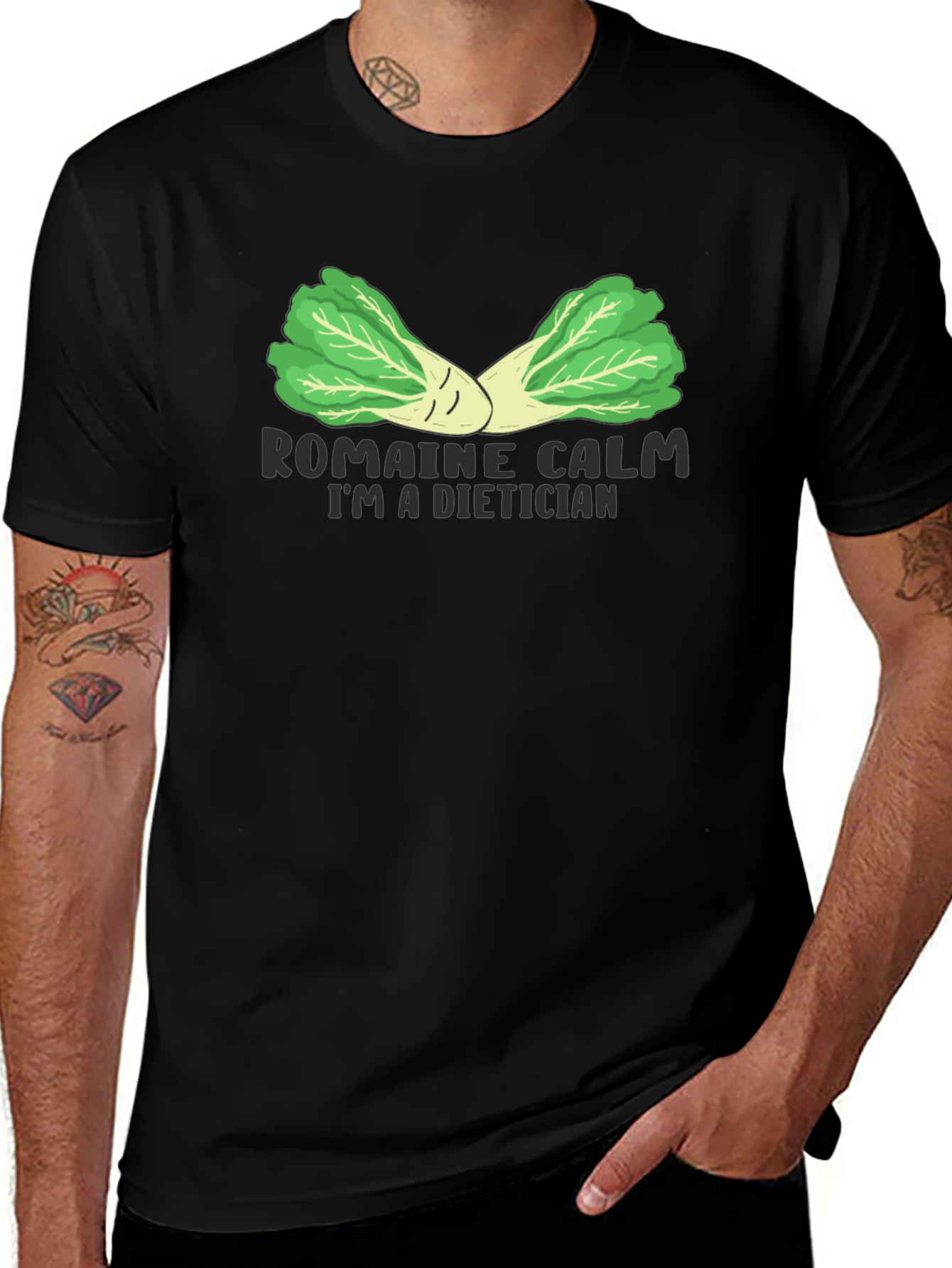Romaine Calm Dietician Black T-Shirt