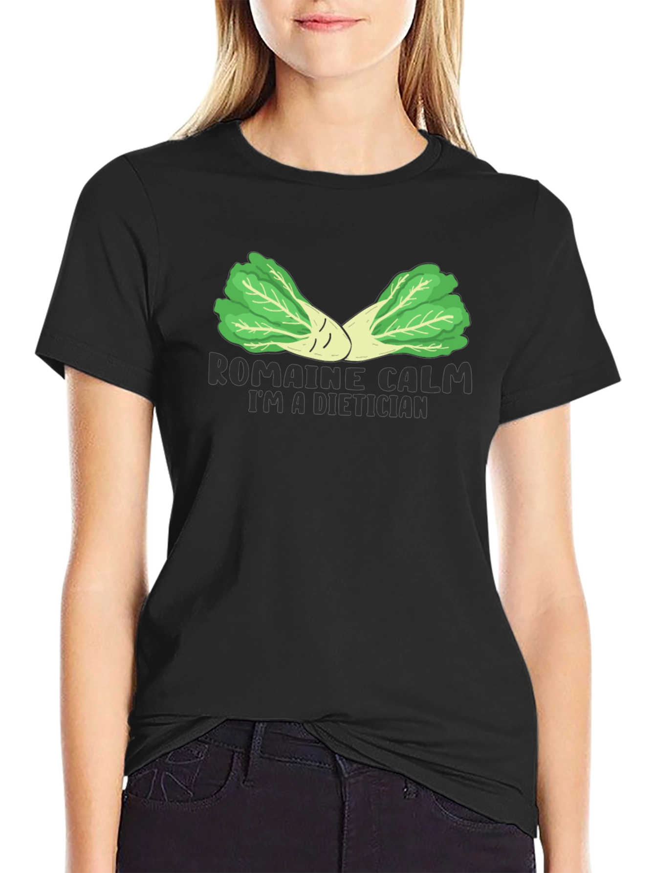 Romaine Calm Dietician Black T-Shirt
