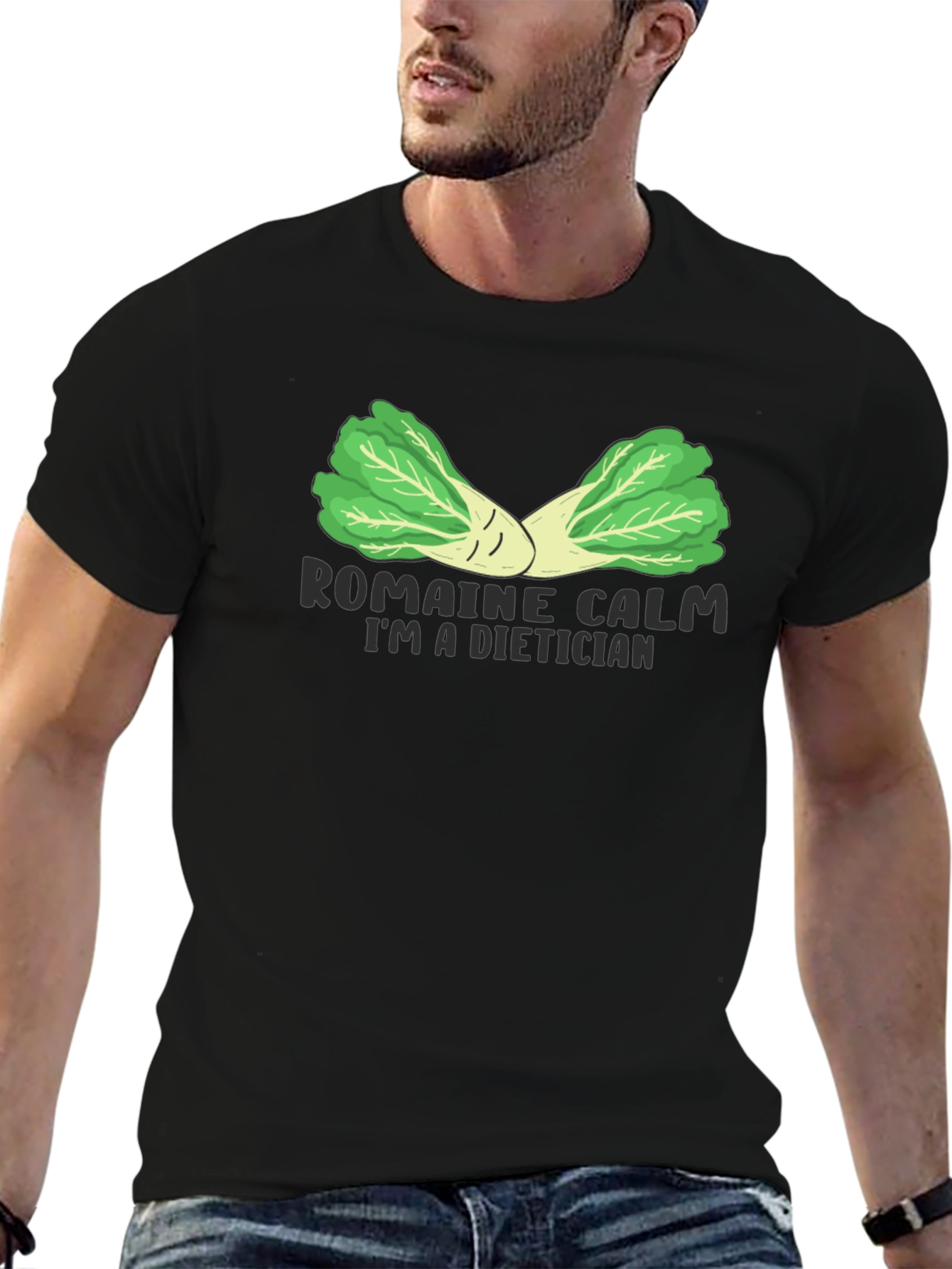 Romaine Calm Dietician Black T-Shirt
