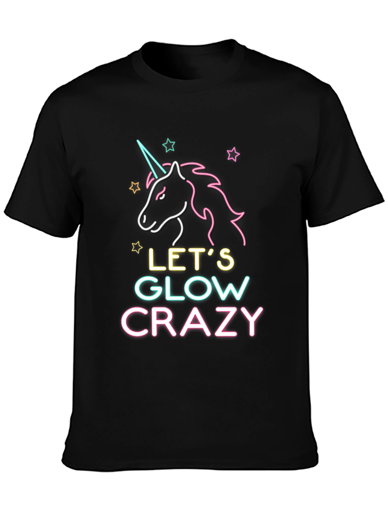 Lets Glow Crazy Unicorn Graphic Tee