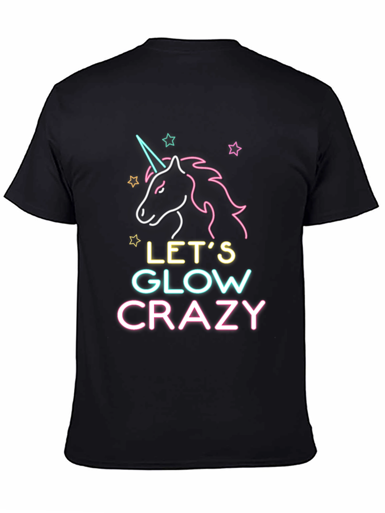 Lets Glow Crazy Unicorn Graphic Tee