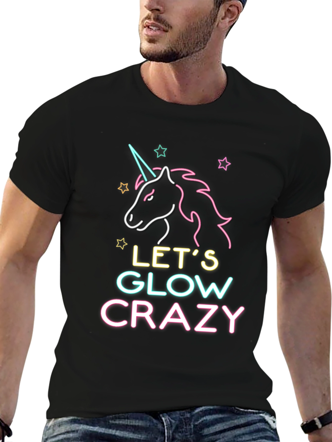 Lets Glow Crazy Unicorn Graphic Tee