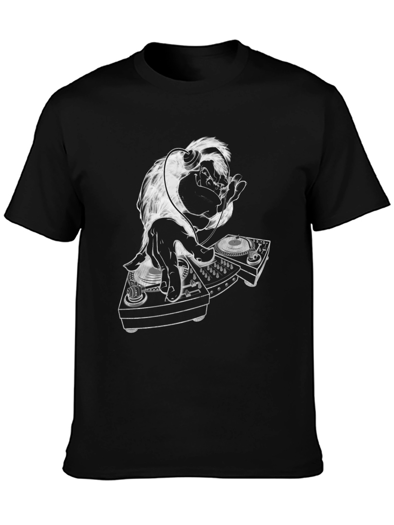 DJ Monkey Graphic Tee - Cool Black T-Shirt
