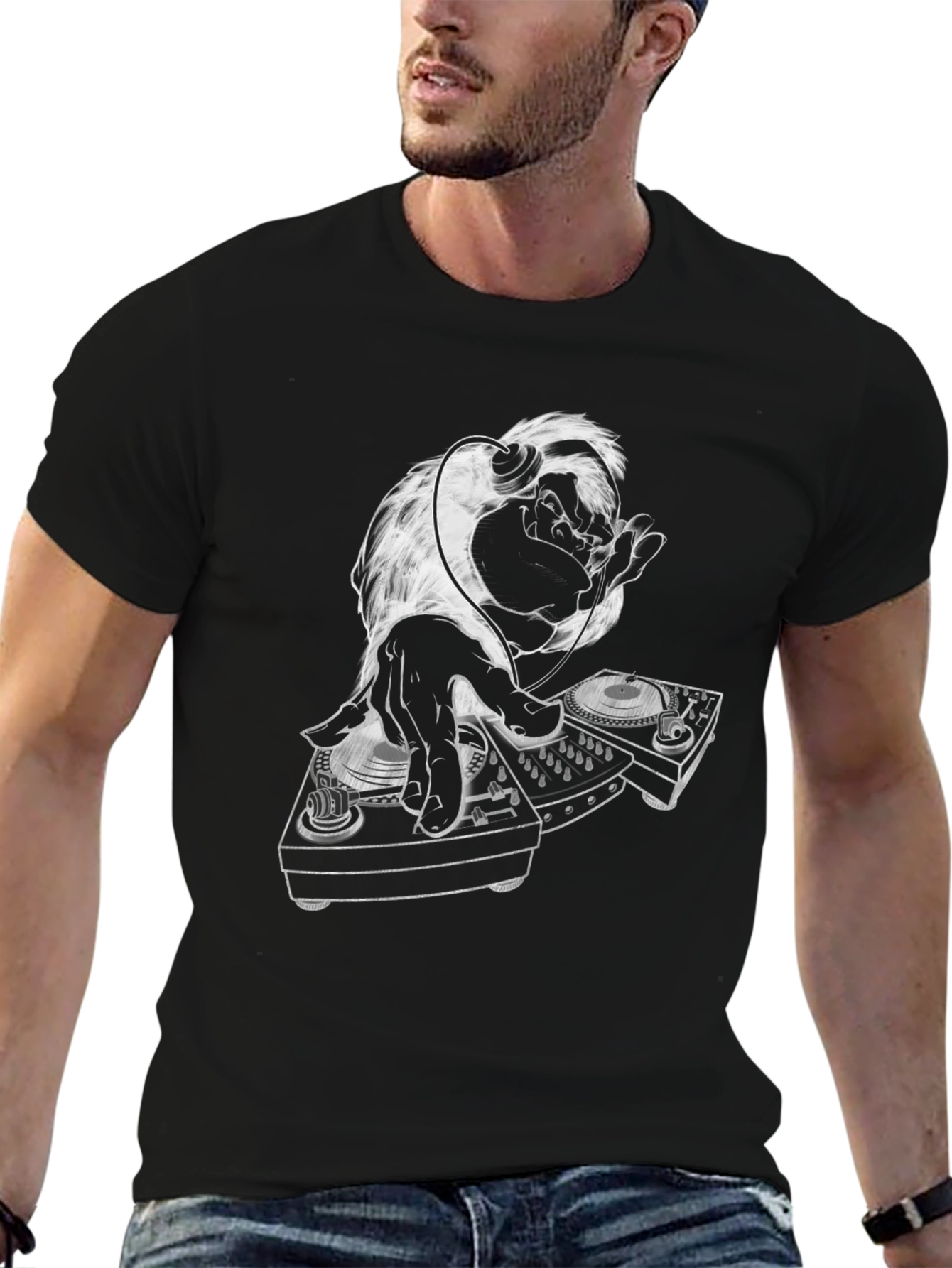 DJ Monkey Graphic Tee - Cool Black T-Shirt