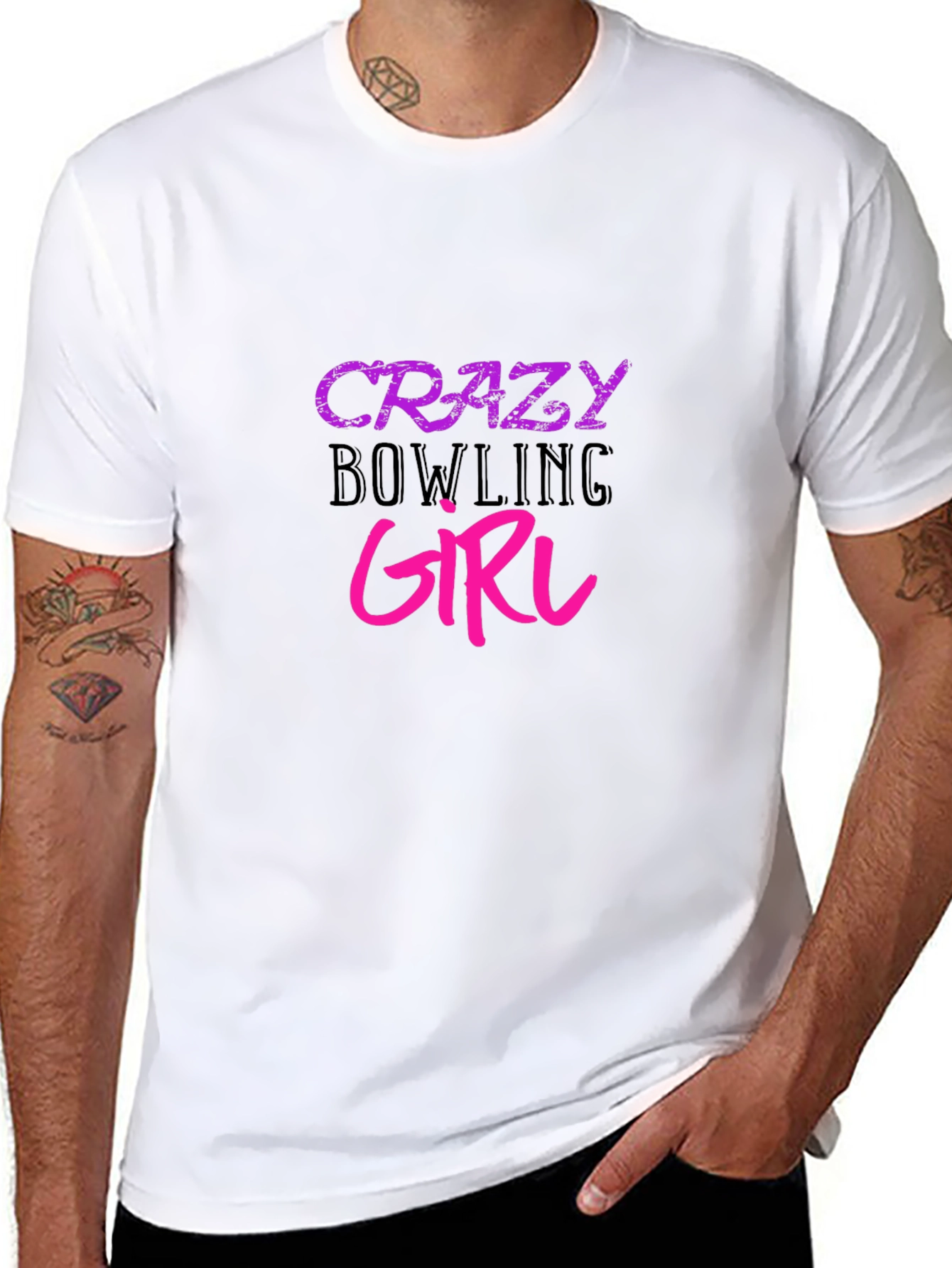 Crazy Bowling Girl Graphic Tee - Black