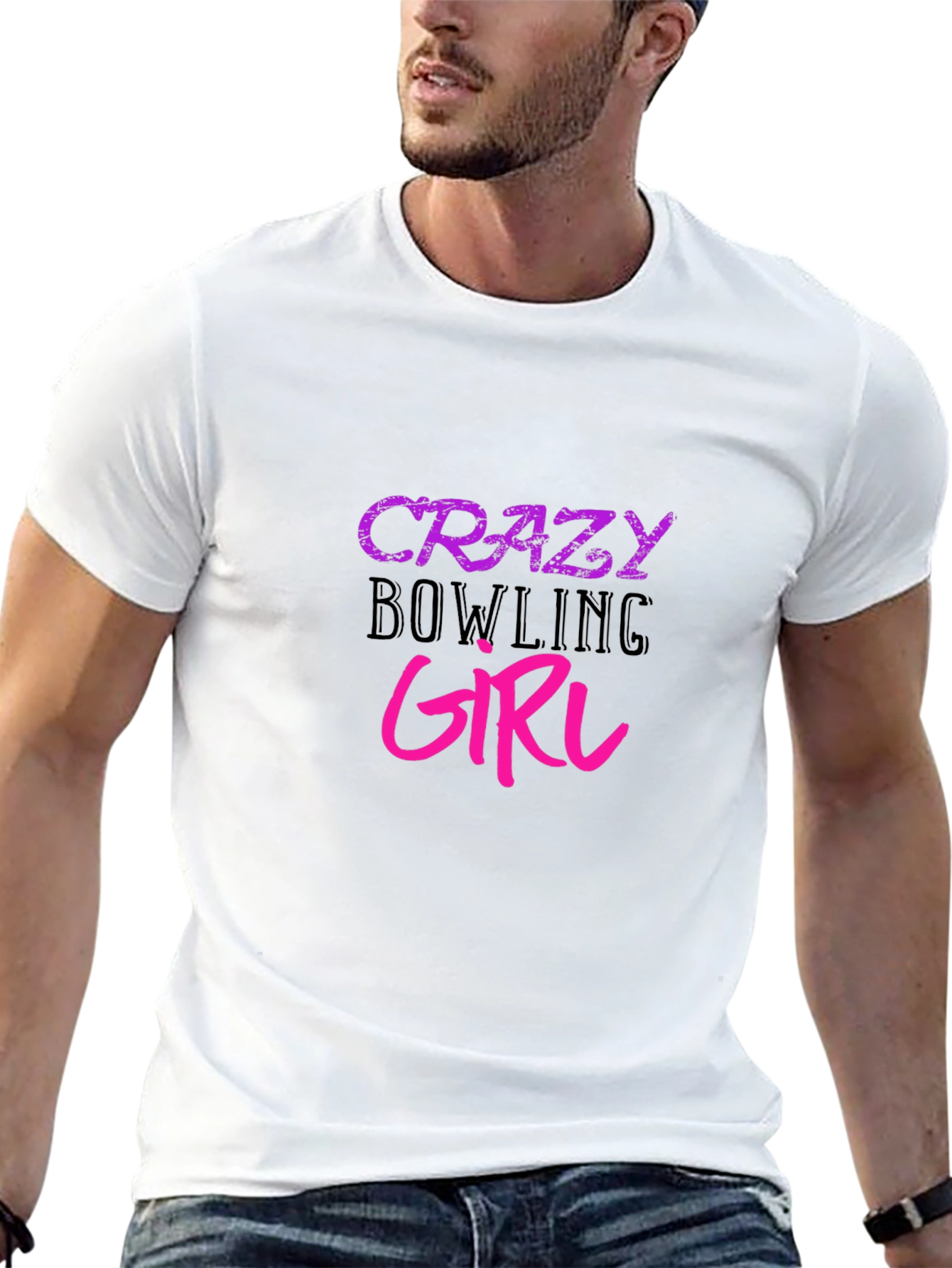 Crazy Bowling Girl Graphic Tee - Black