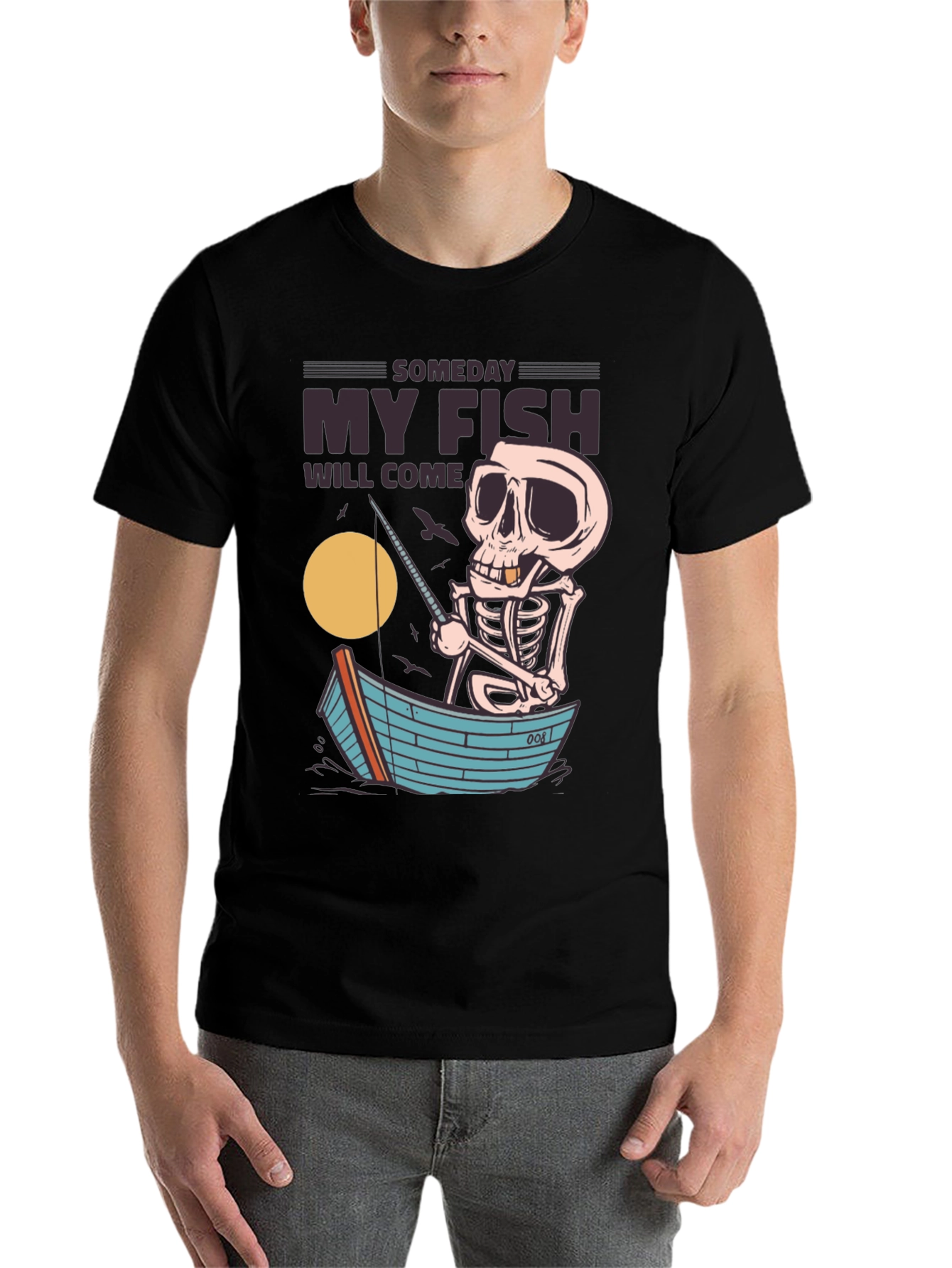 Someday My Fish Will Come Skeleton Fishing T-Shirt