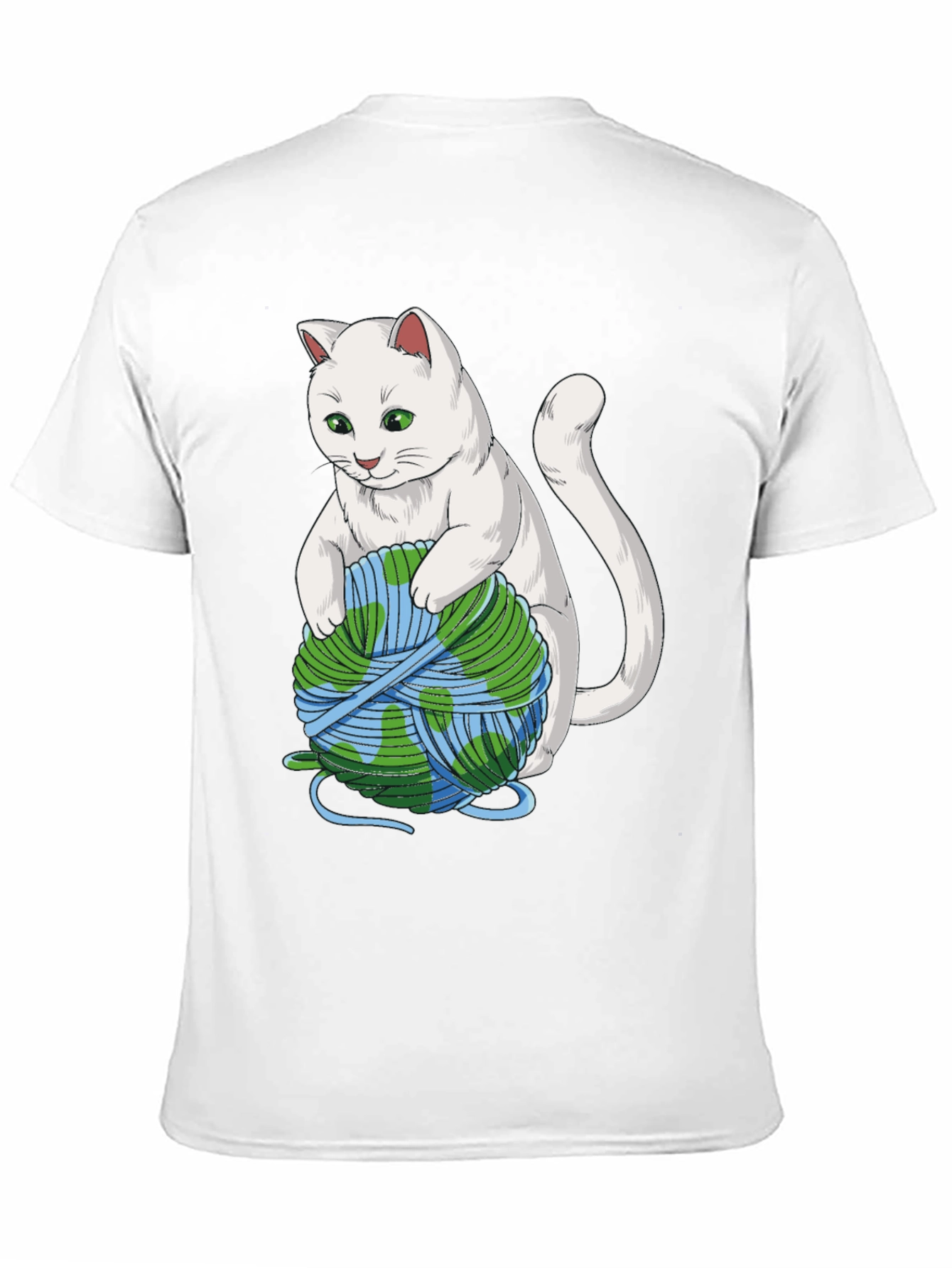 Cat with Earth Yarn T-Shirt - Global Warming Awareness