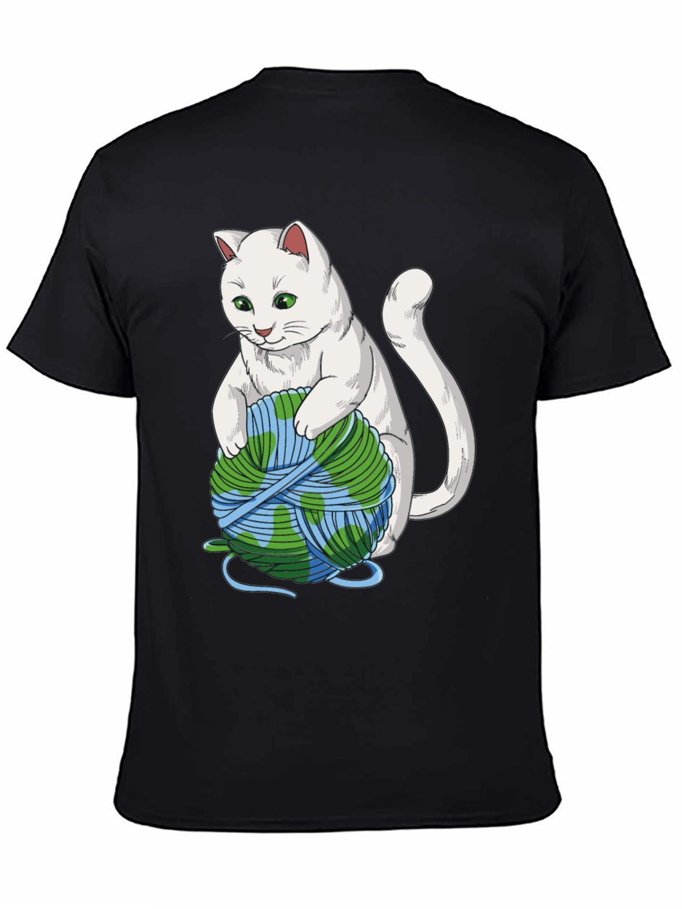 Cat with Earth Yarn T-Shirt - Global Warming Awareness