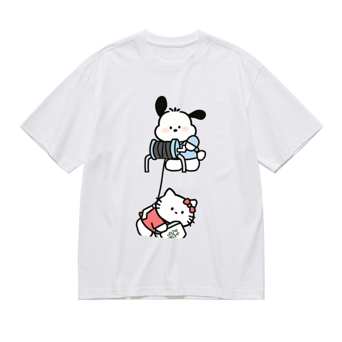 Cute Pochacco & Hello Kitty Fun Interaction Plus?Size Women T?Shirt