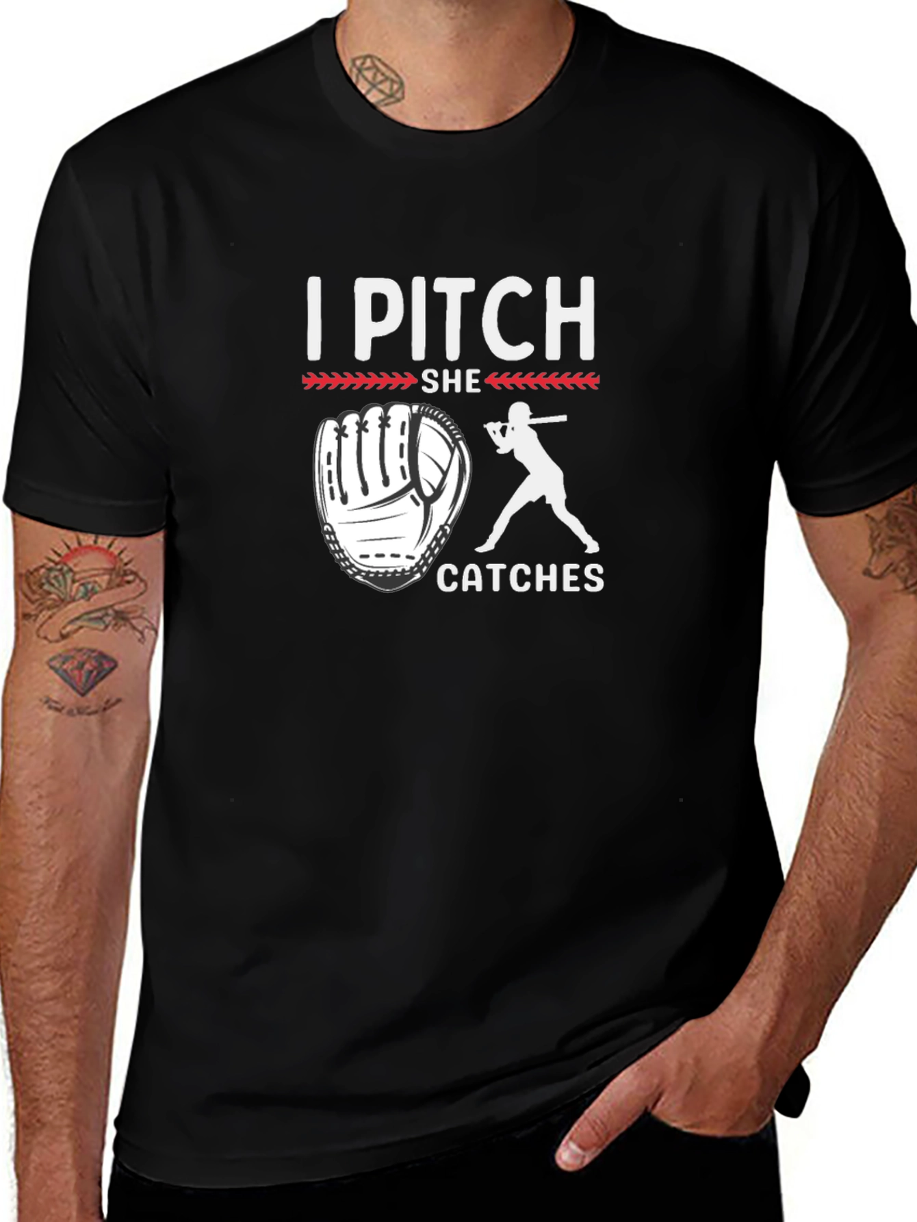 I Pitch She Catches Baseball T-Shirt
