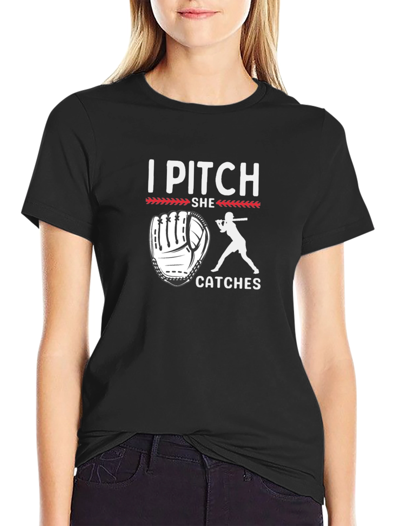 I Pitch She Catches Baseball T-Shirt