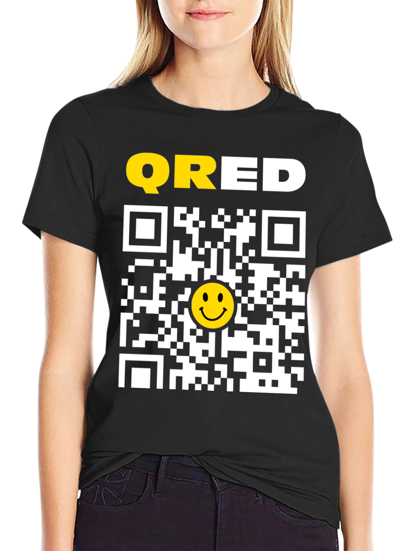 QRED QR Code Smiley Face T-Shirt