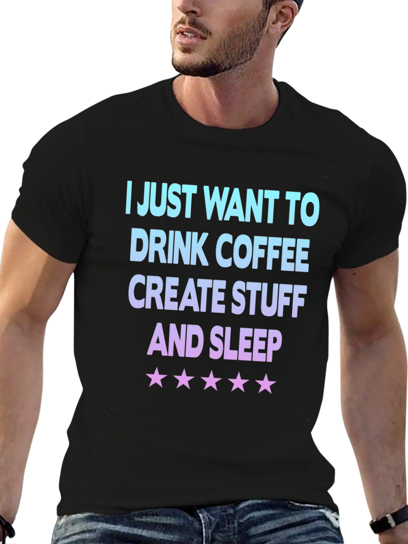 Coffee Create Sleep Graphic Tee - Black Cotton Blend