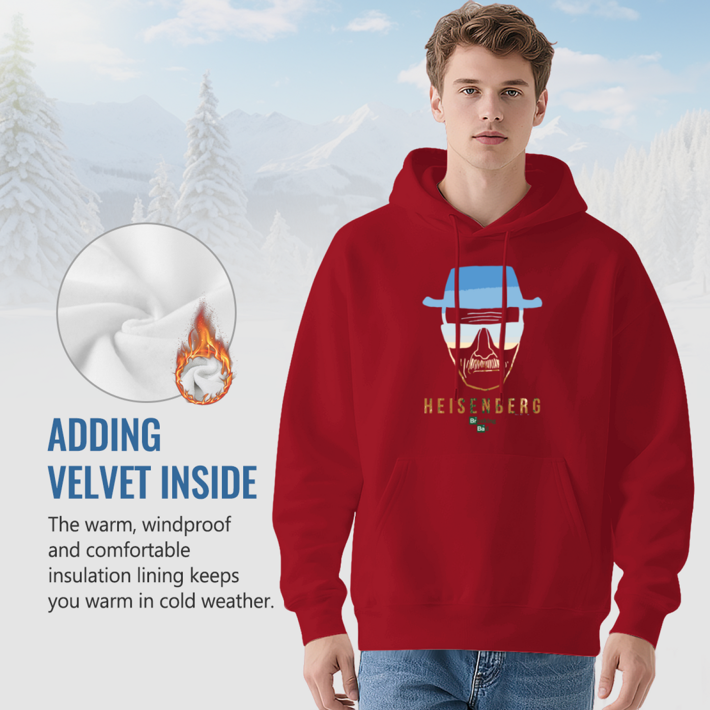 Classic Heisenberg Breaking Bad Fan Hoodie, Warm Unisex Pullover