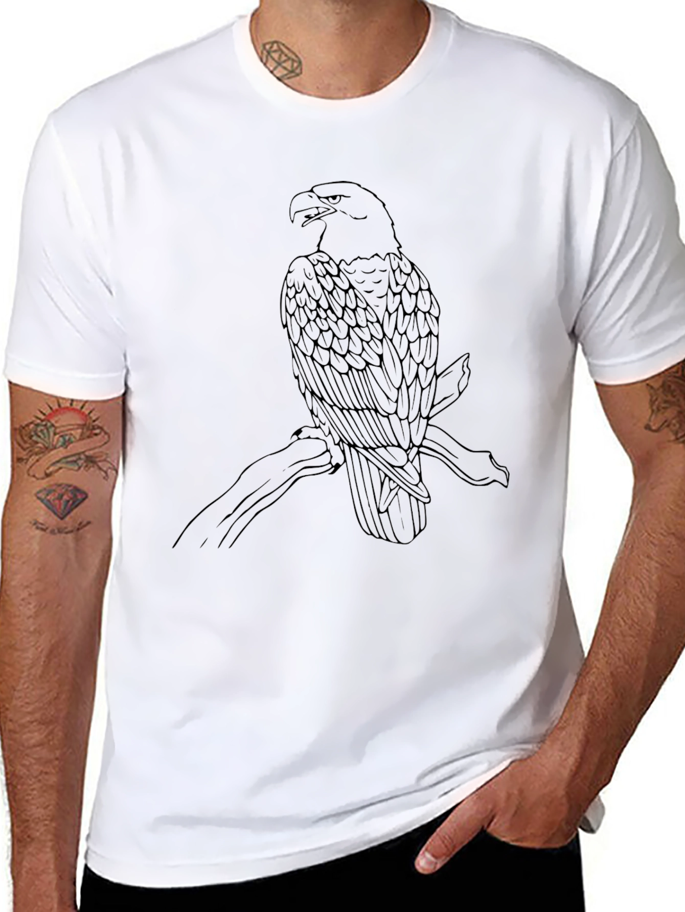 Mens Black Eagle Graphic Print T-Shirt