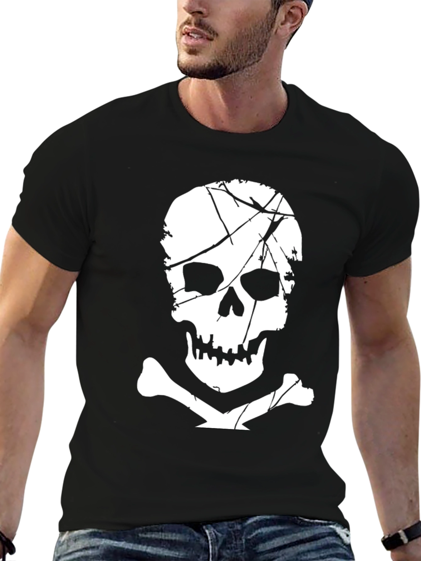 Skull & Crossbones Graphic T-Shirt - Black