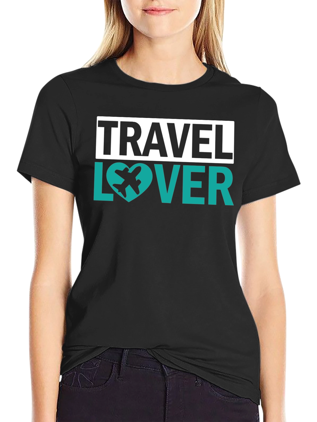 Travel Lover Graphic Tee - Airplane Heart