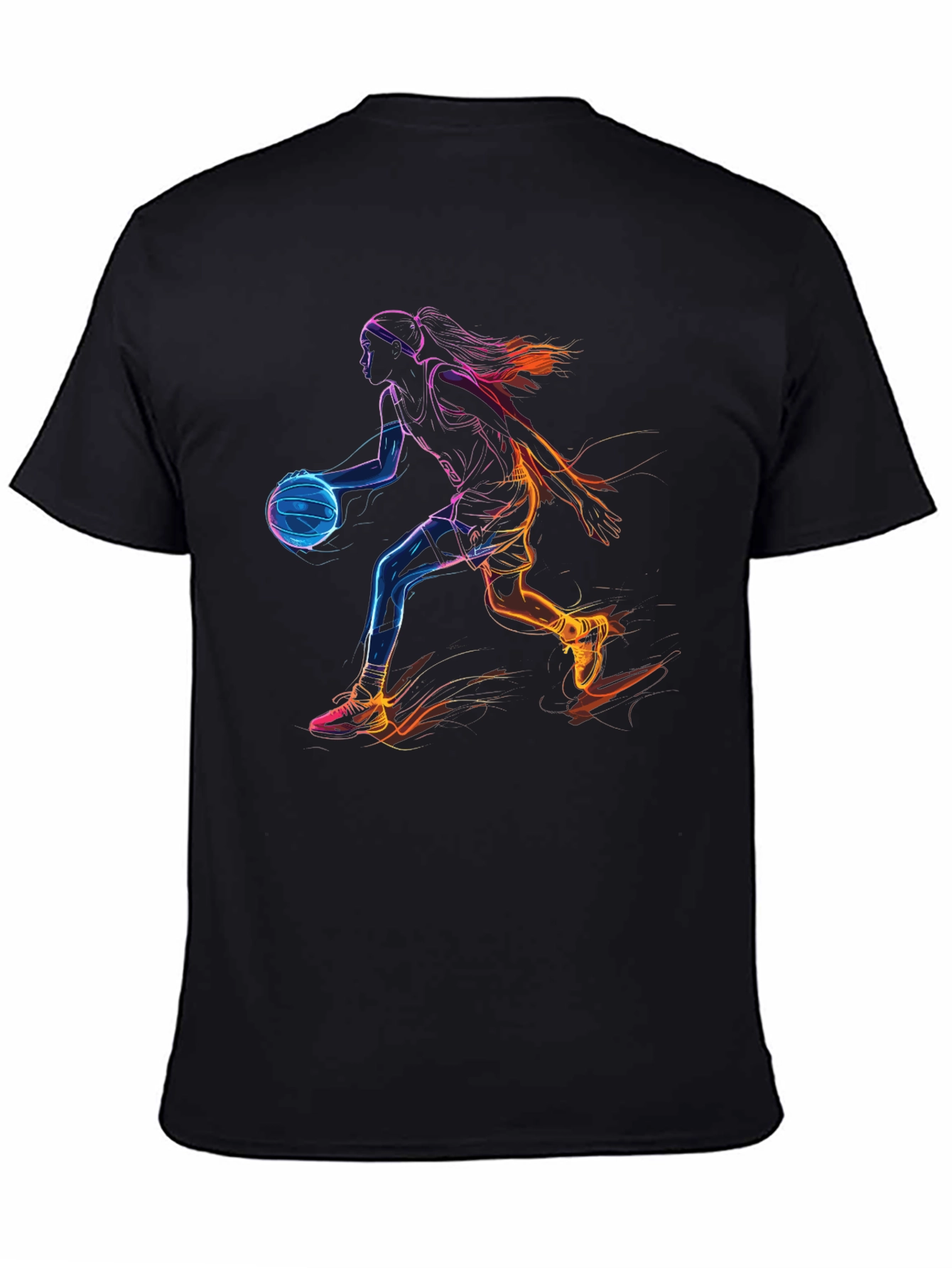 Neon Basketball Player Black Graphic Tee