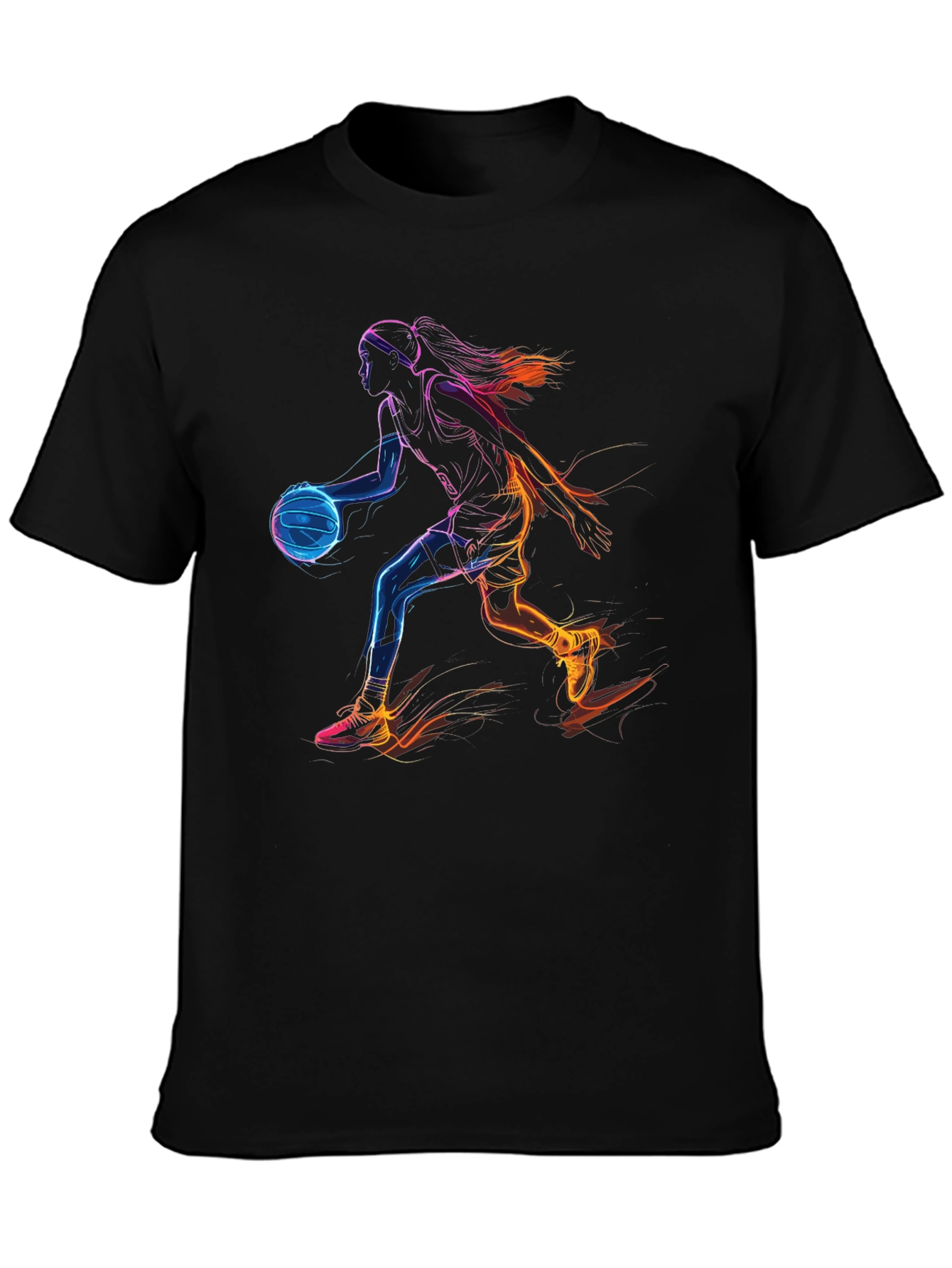 Neon Basketball Player Black Graphic Tee