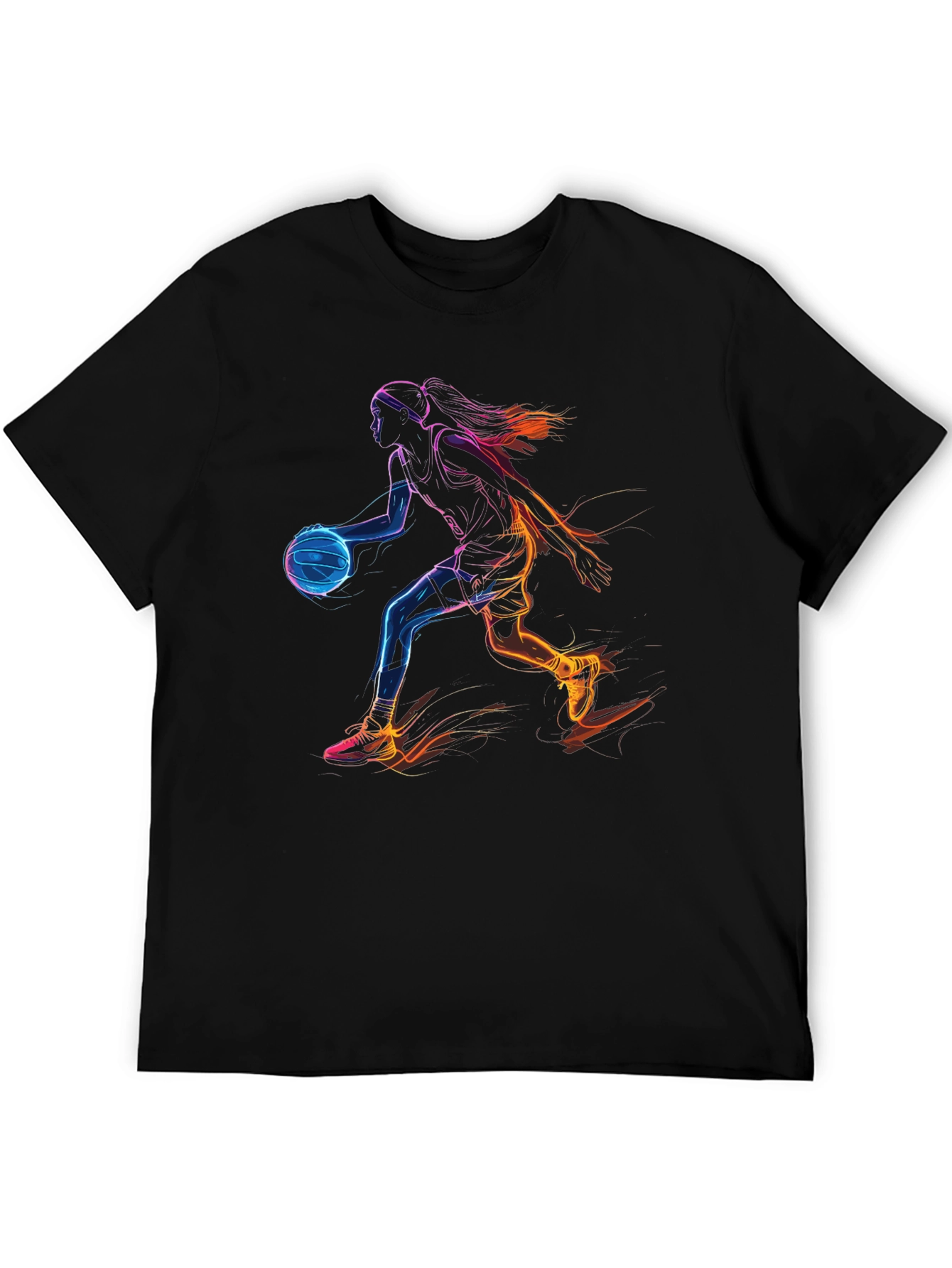Neon Basketball Player Black Graphic Tee