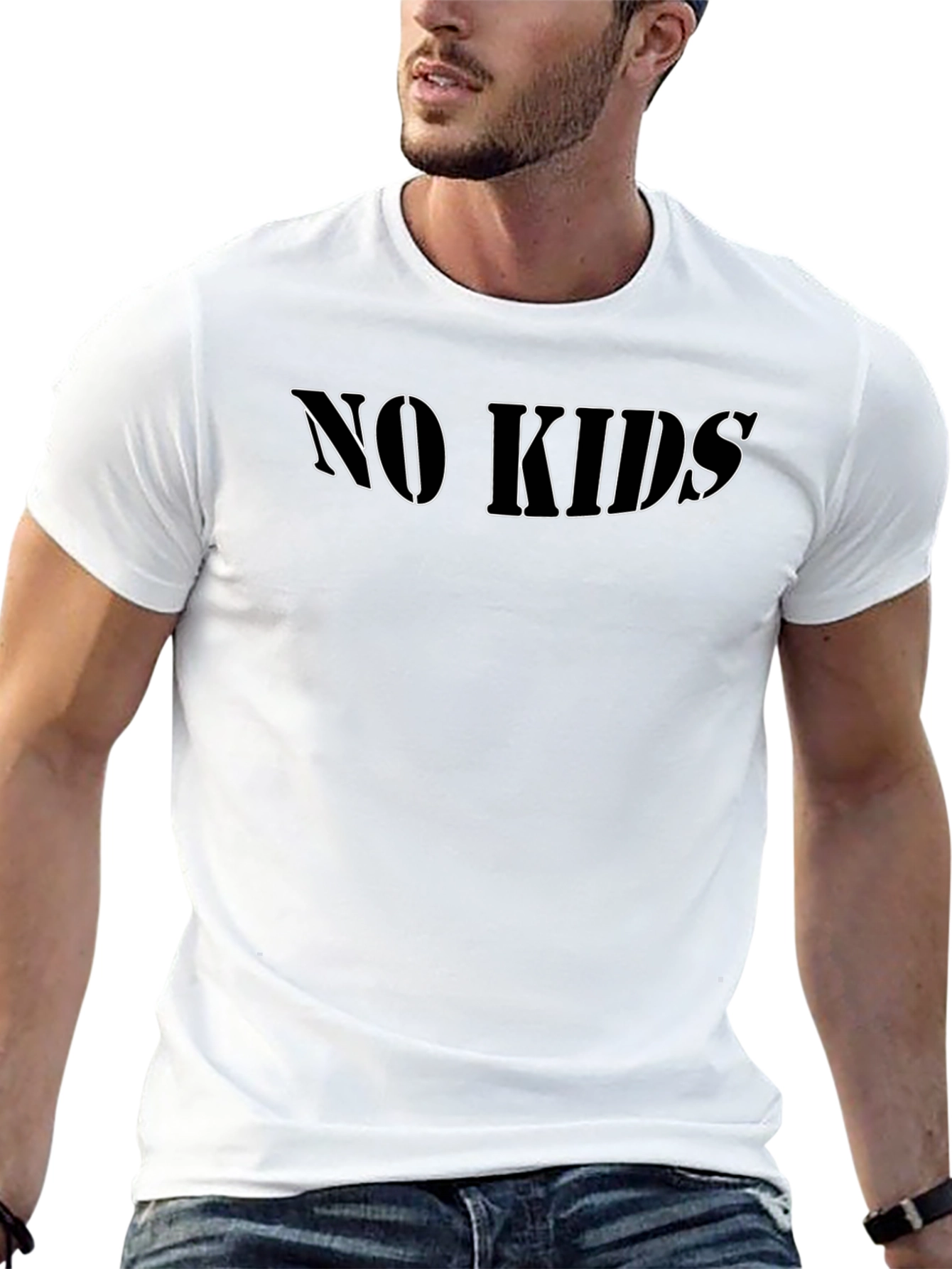 No Kids Graphic T-Shirt - Black Cotton Tee