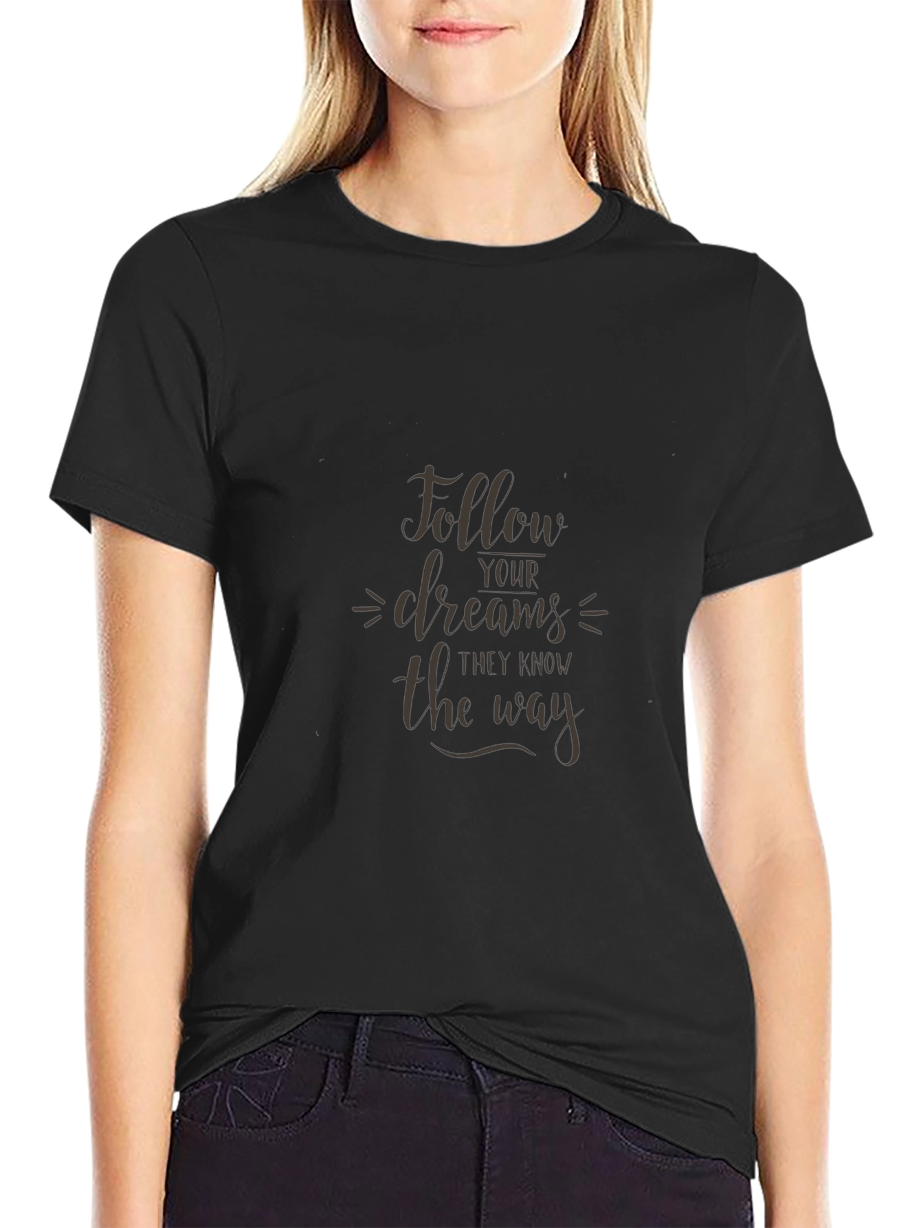 Follow Your Dreams Graphic Black T-Shirt