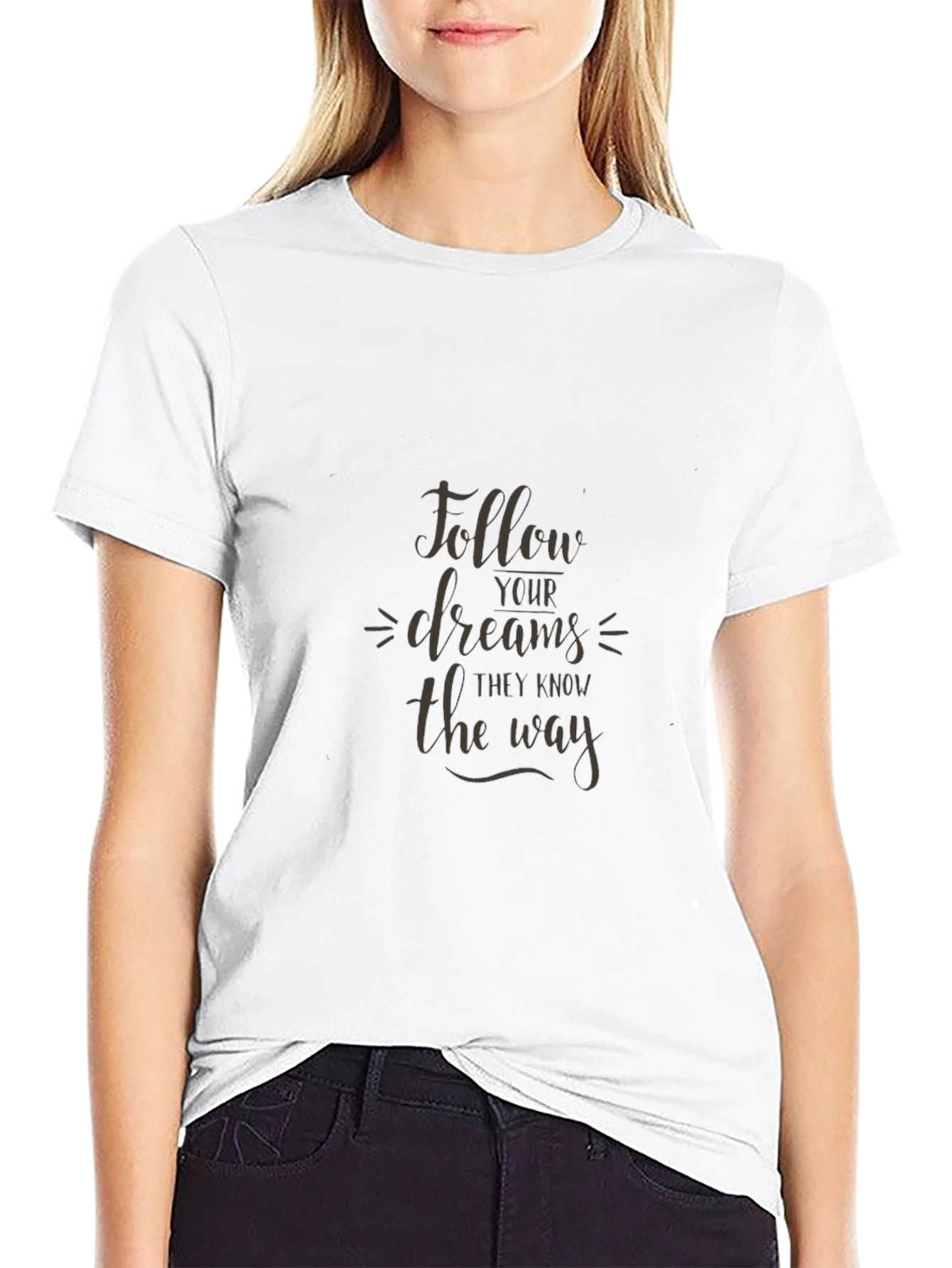 Follow Your Dreams Graphic Black T-Shirt