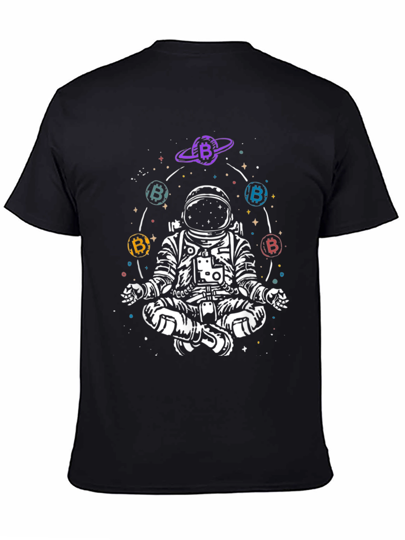 Astronaut Bitcoin Meditating Graphic Tee - Black