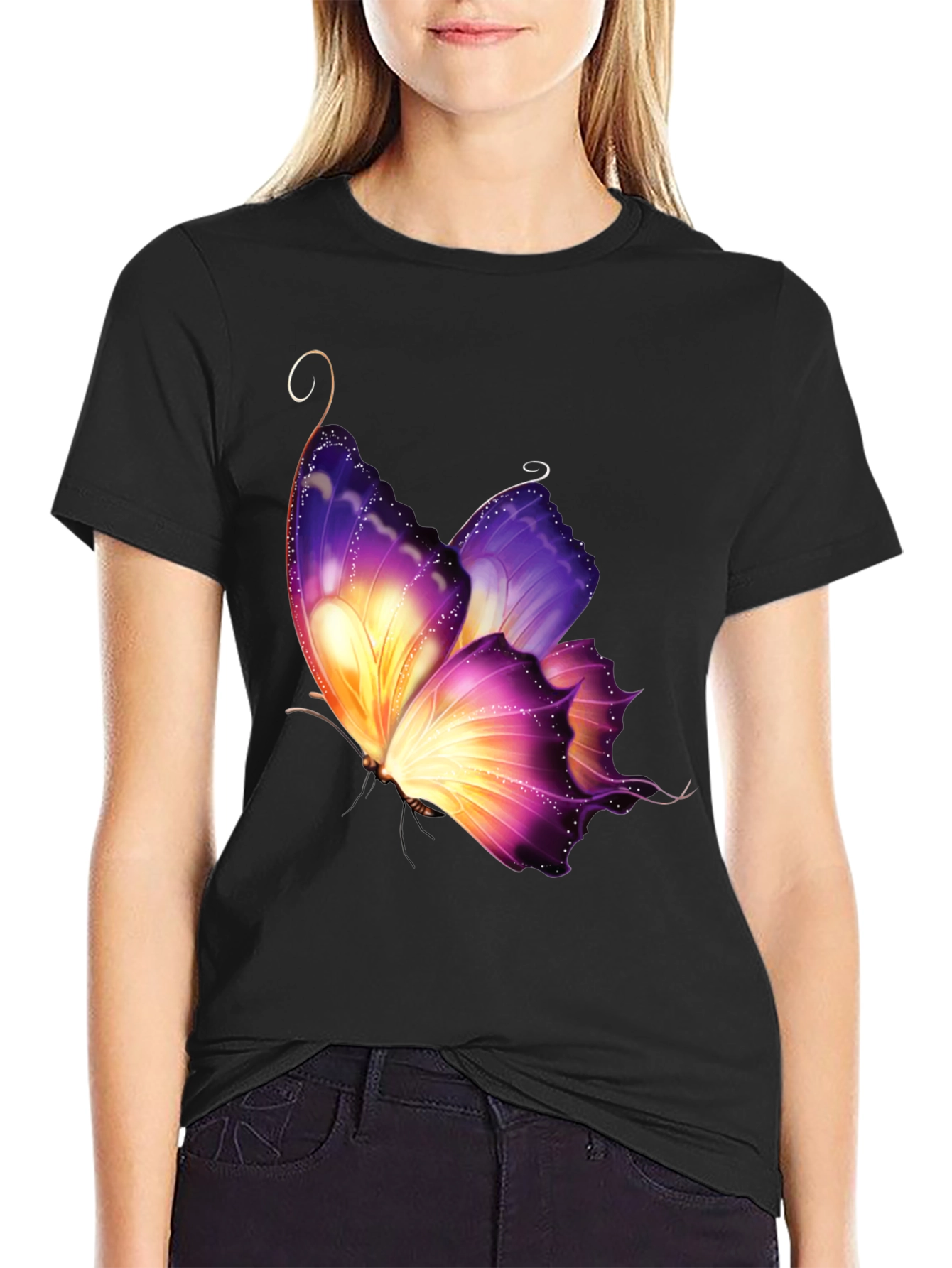 Butterfly Graphic Tee - Stylish Mens Black T-Shirt
